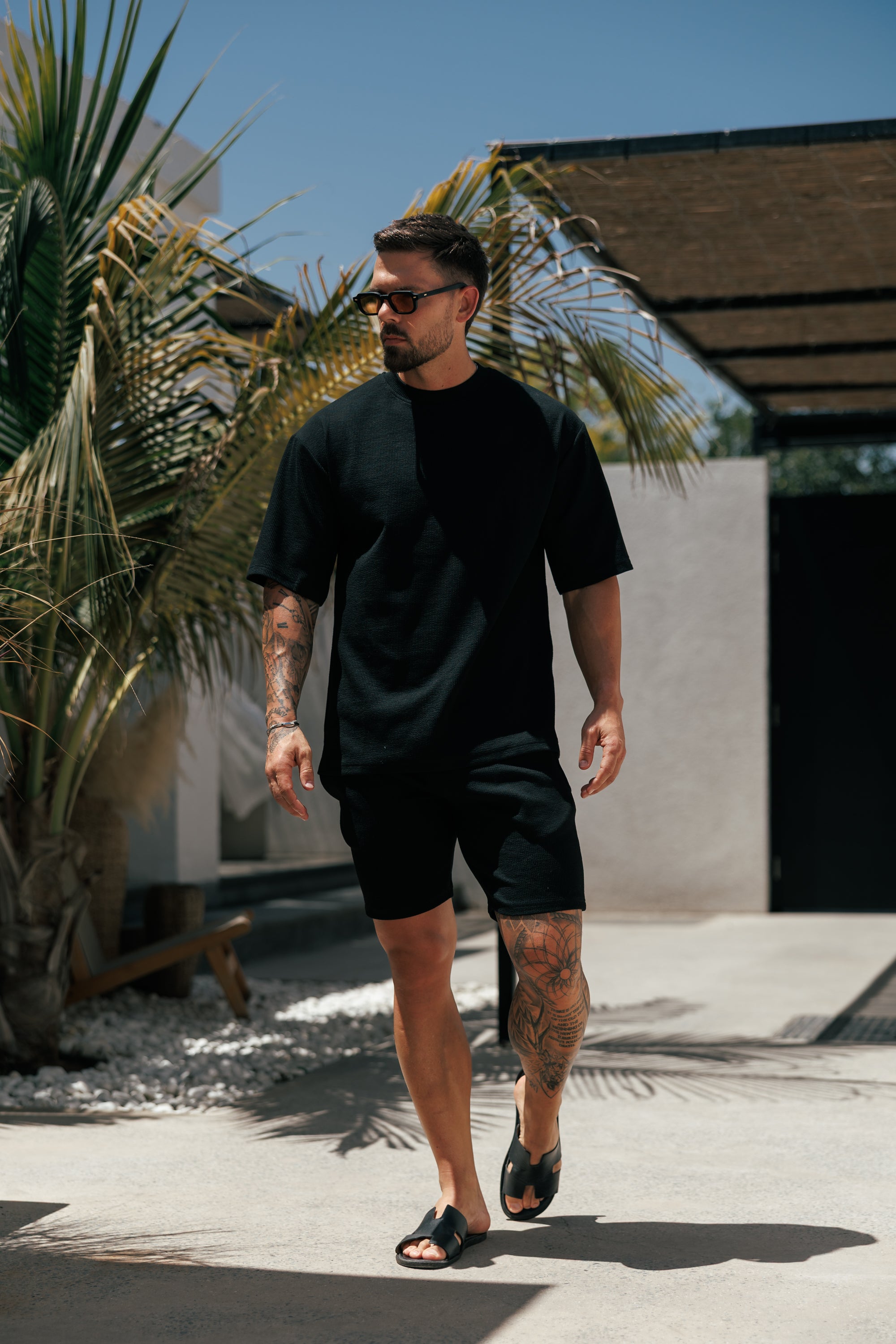Jersey Cord Black Oversized T-Shirt - FSR102
