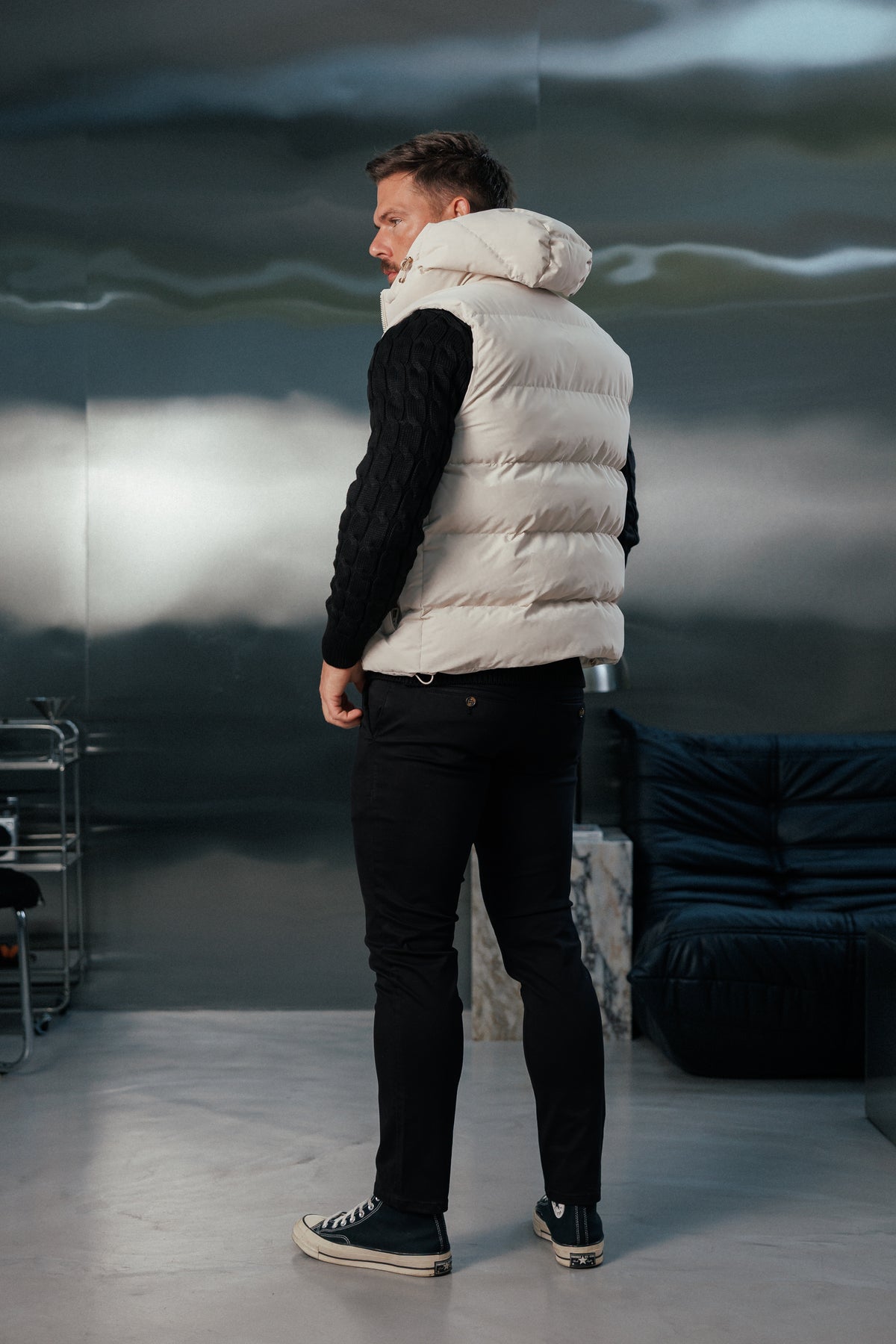 Light Beige Padded Hooded Gilet - FSN243 (PRE ORDER 24TH OCTOBER)