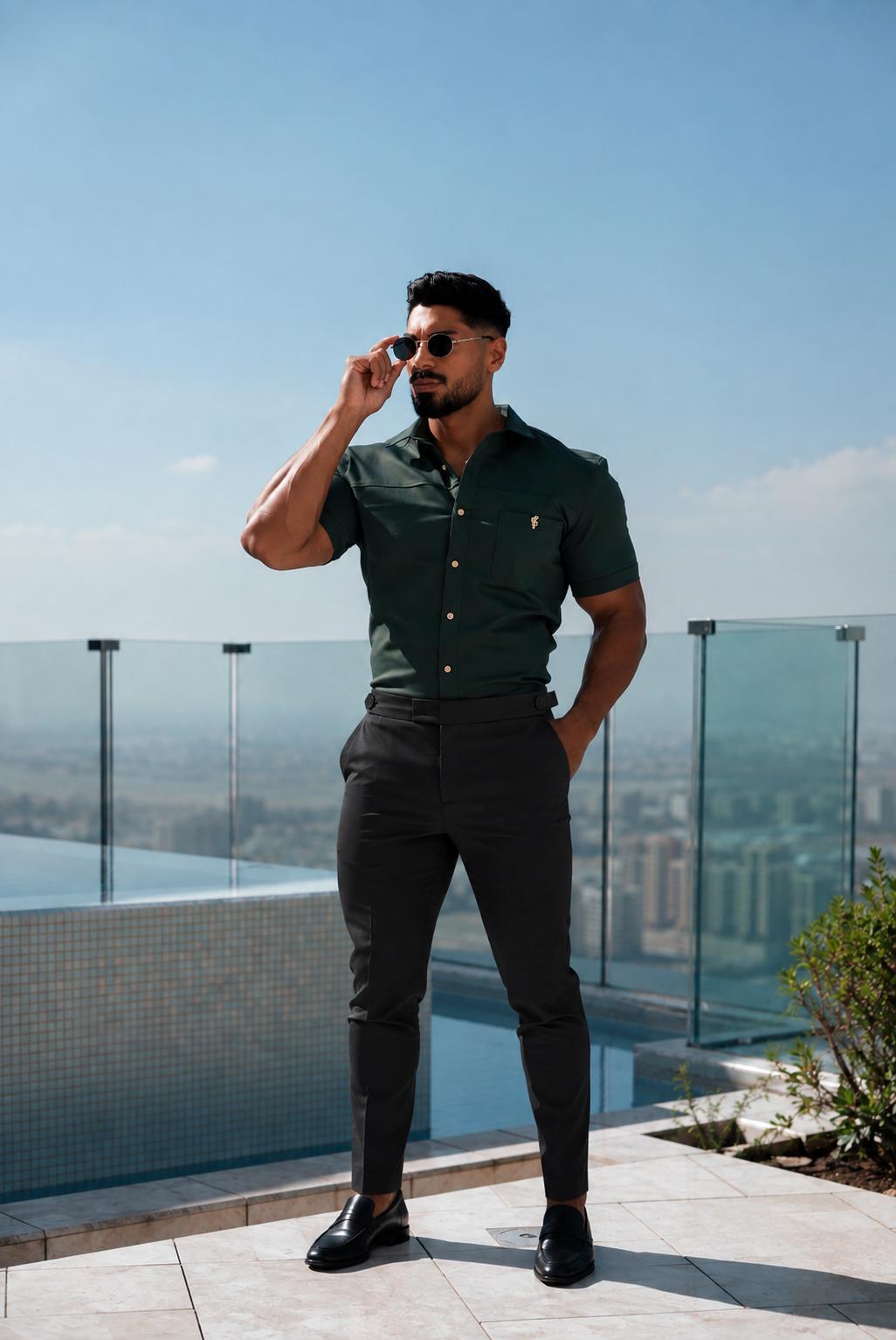 Tailored Formal Black Stretch Trousers with Elasticated Button Waist Adjuster - FST049