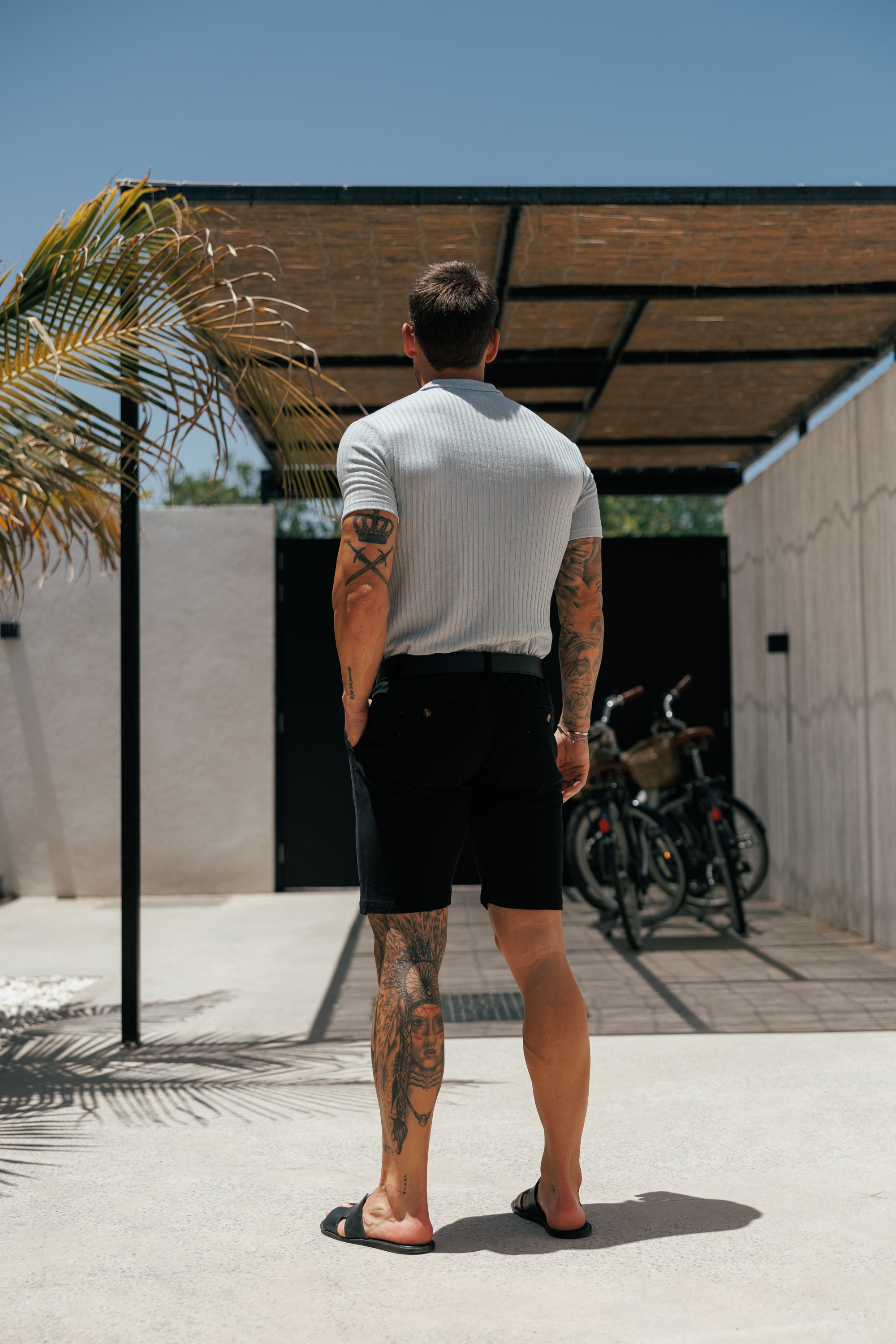 Slim Fit Black Chino Shorts - FSH266