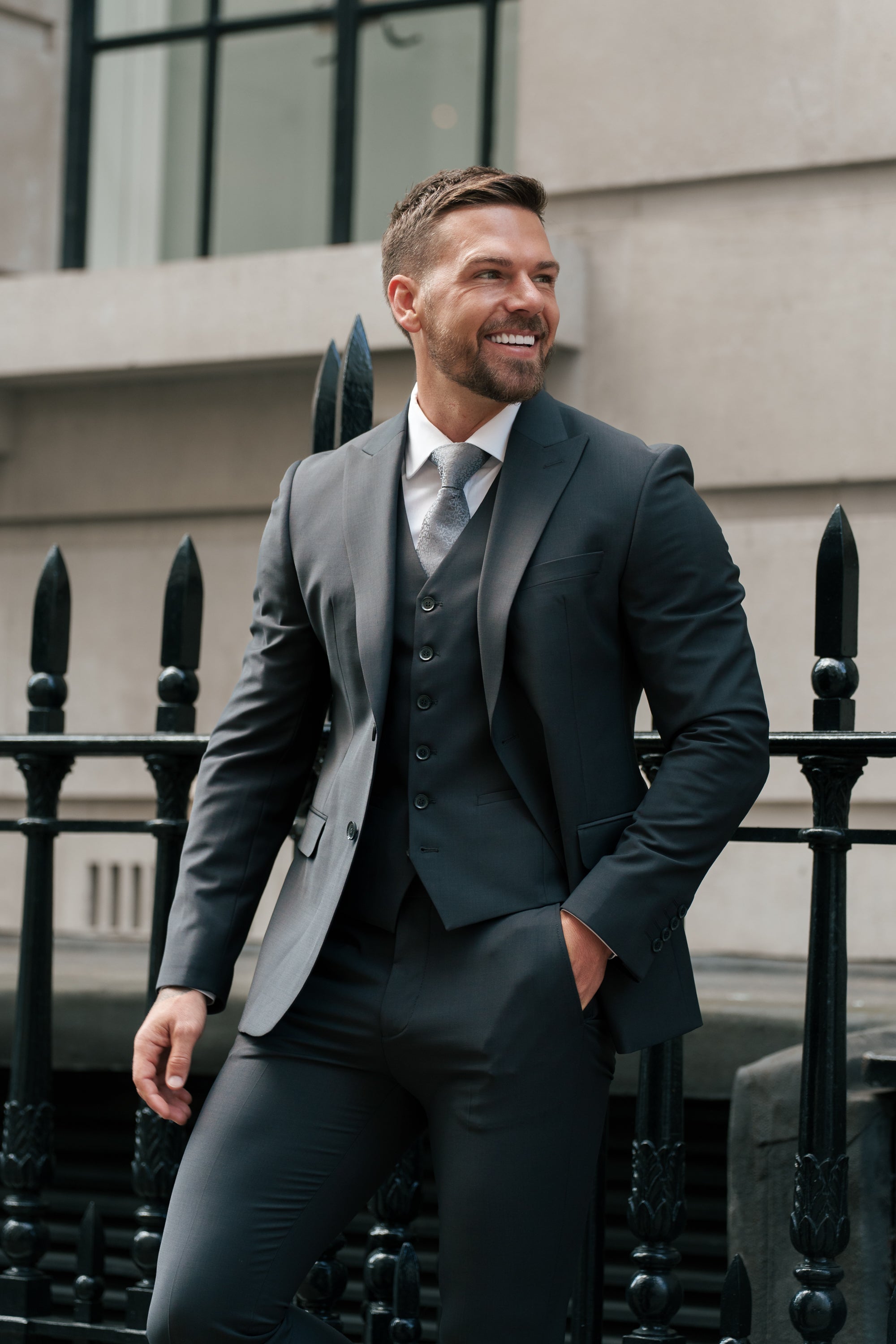 Slim Formal Suit Jacket Charcoal - FSJKT014