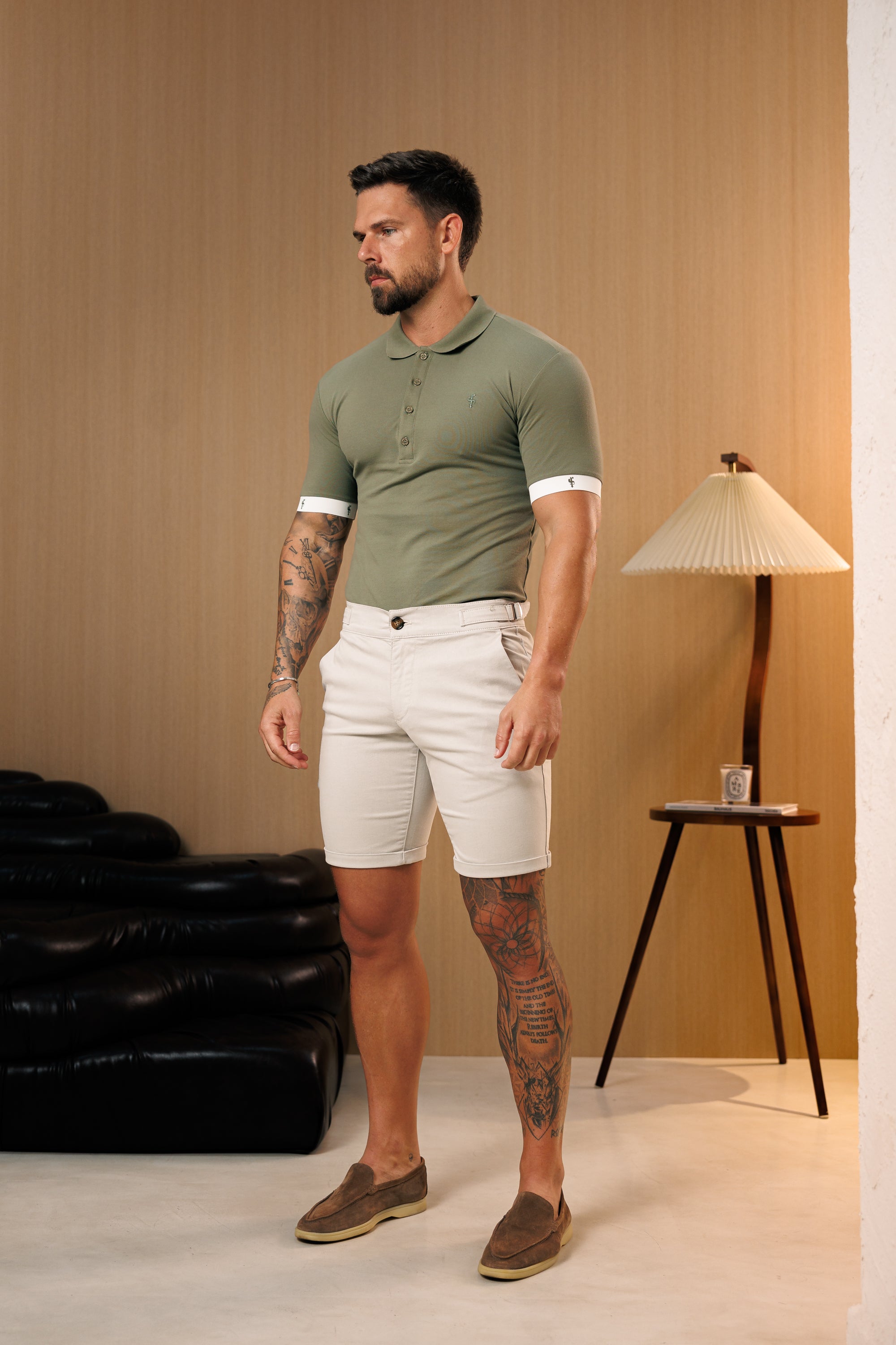Light Grey Chino Shorts With Side Adjusters - FSH1661 (PRE ORDER 10TH SEPTEMBER)