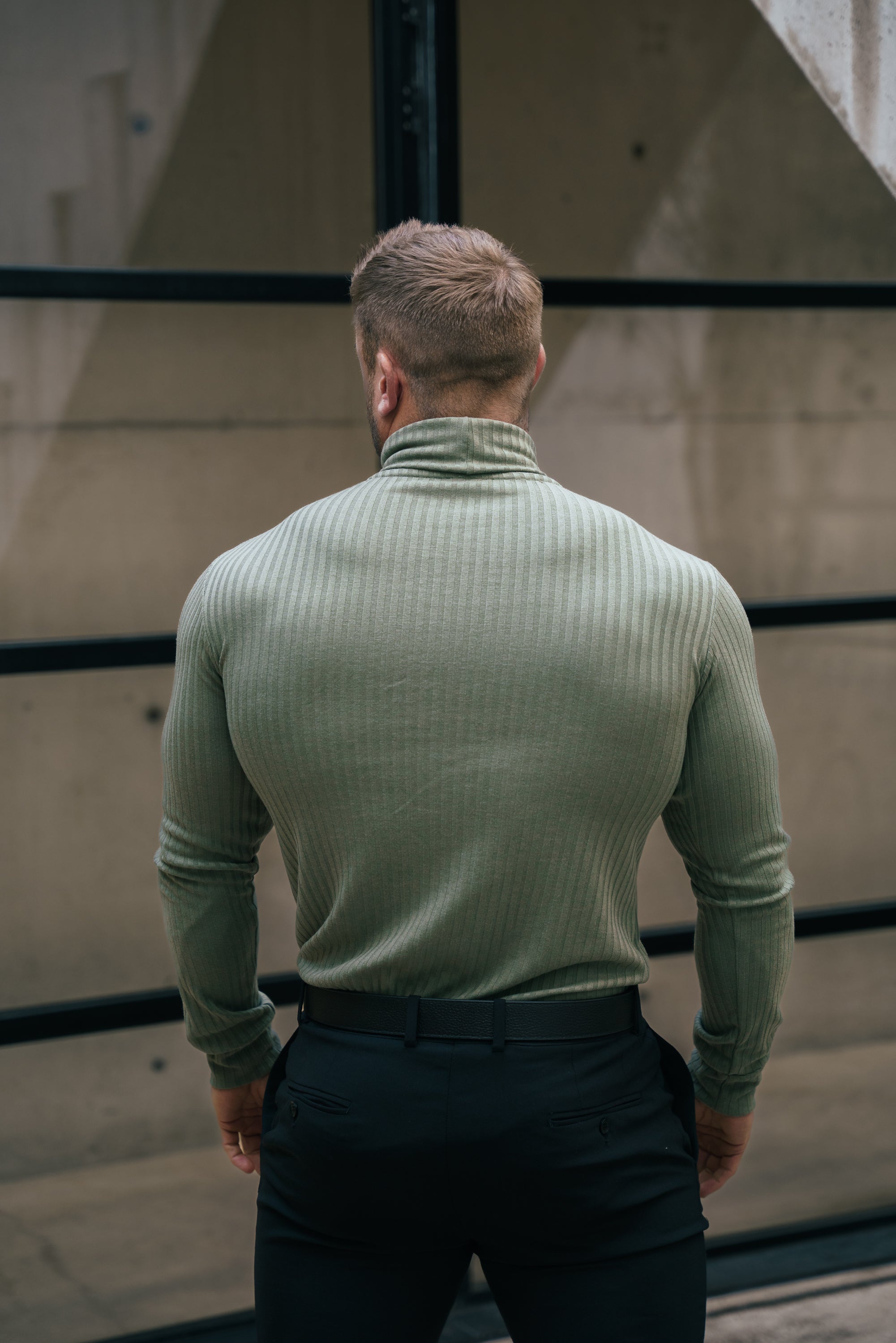 Classic Olive Ribbed Knit Roll-neck Jumper - FSH1300