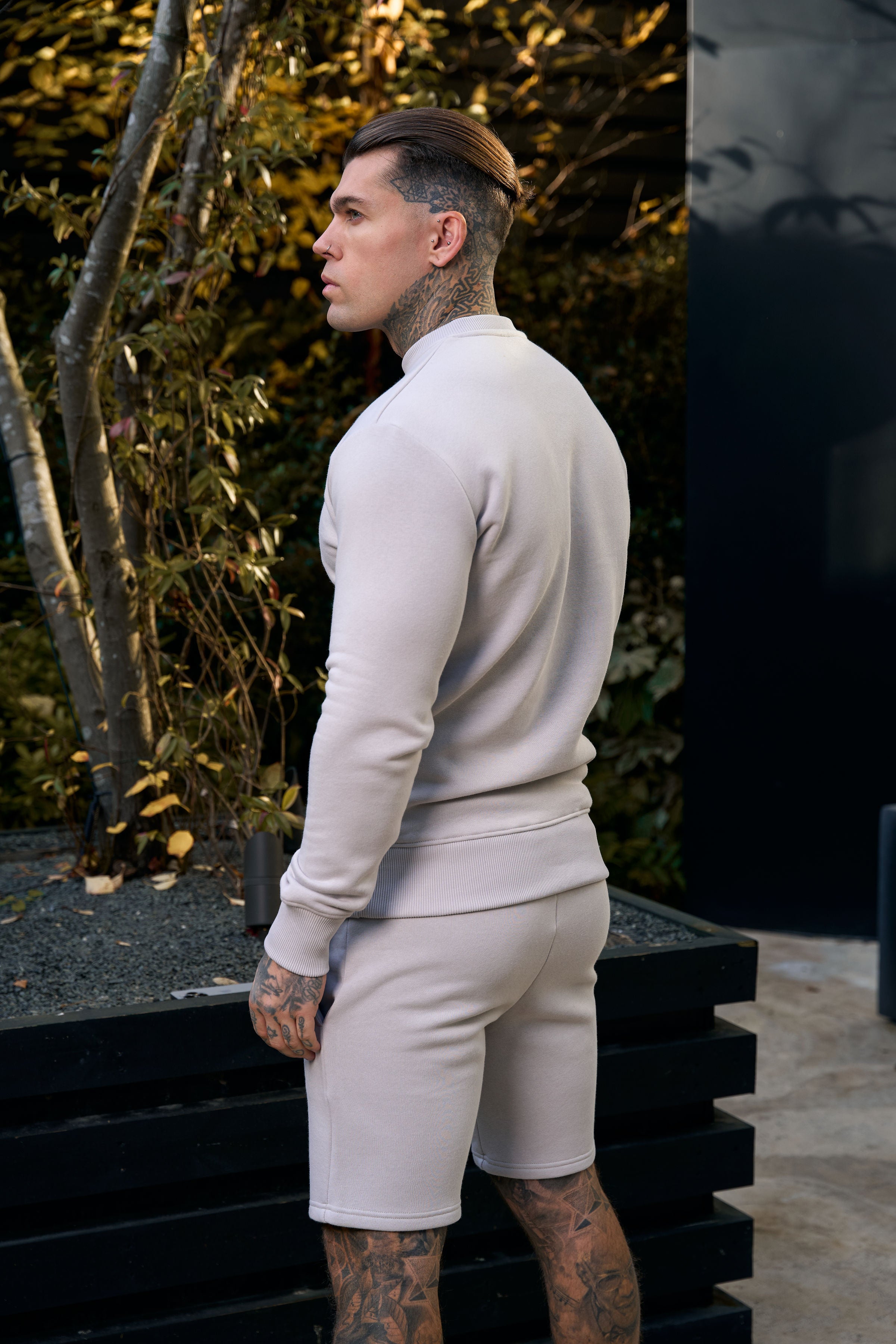 Plain Light Grey Crew Jumper With FS Branding - FSH1184