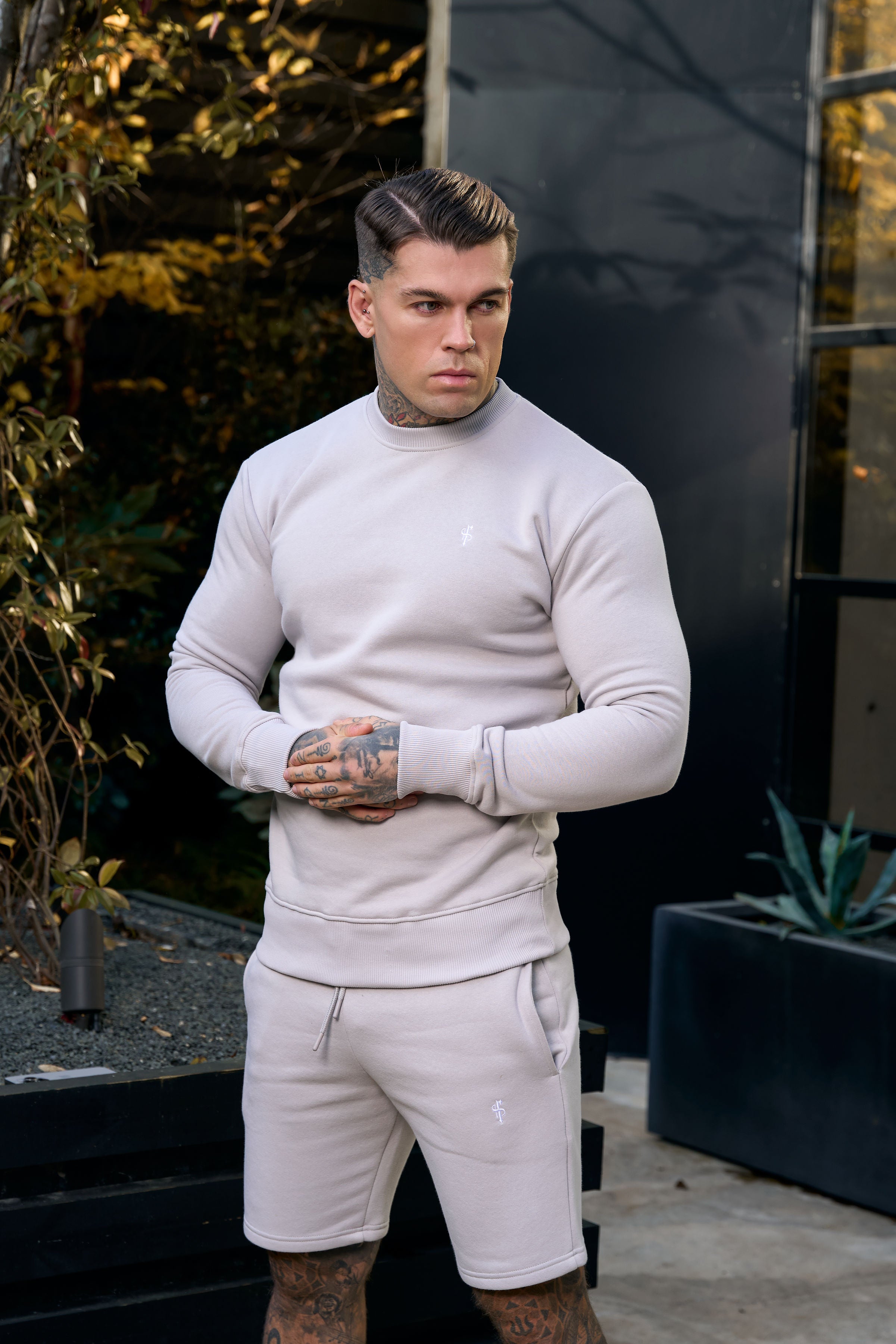 Plain Light Grey Crew Jumper With FS Branding - FSH1184