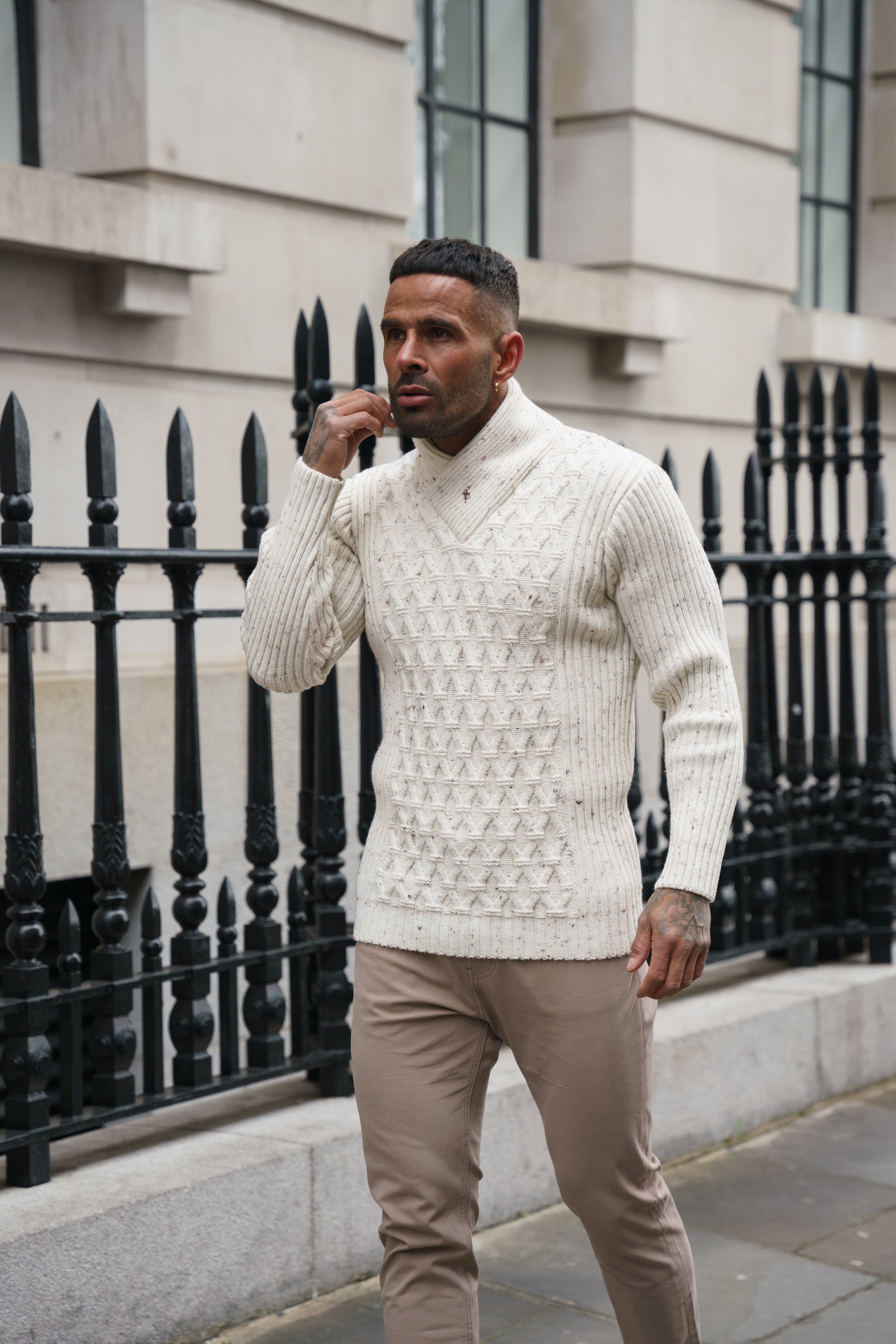 Chunky Cable Knit Natural with Colour Fleck Jumper - FSJ067