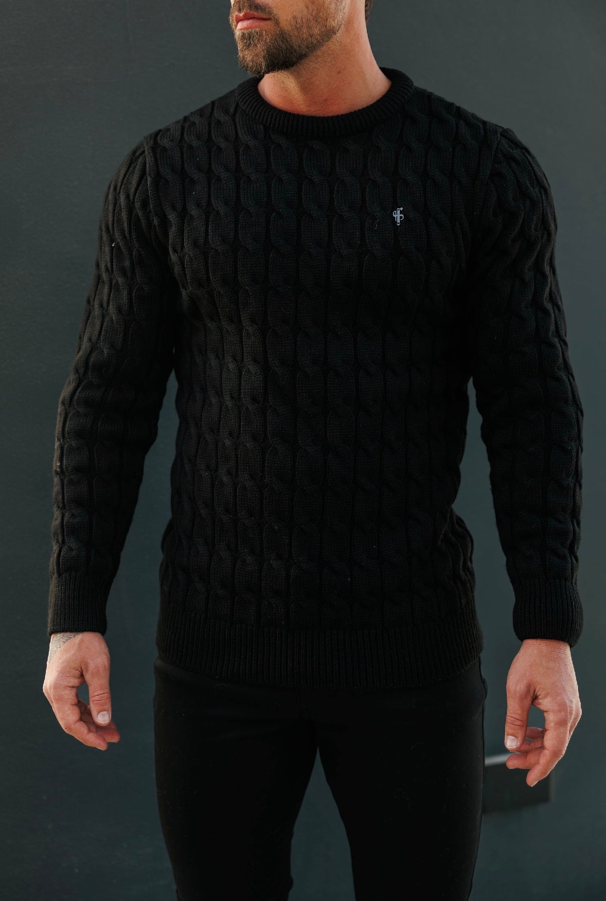 Chunky Cable Weave Knit Black Jumper - FSA055 (PRE ORDER 10TH NOVEMBER)
