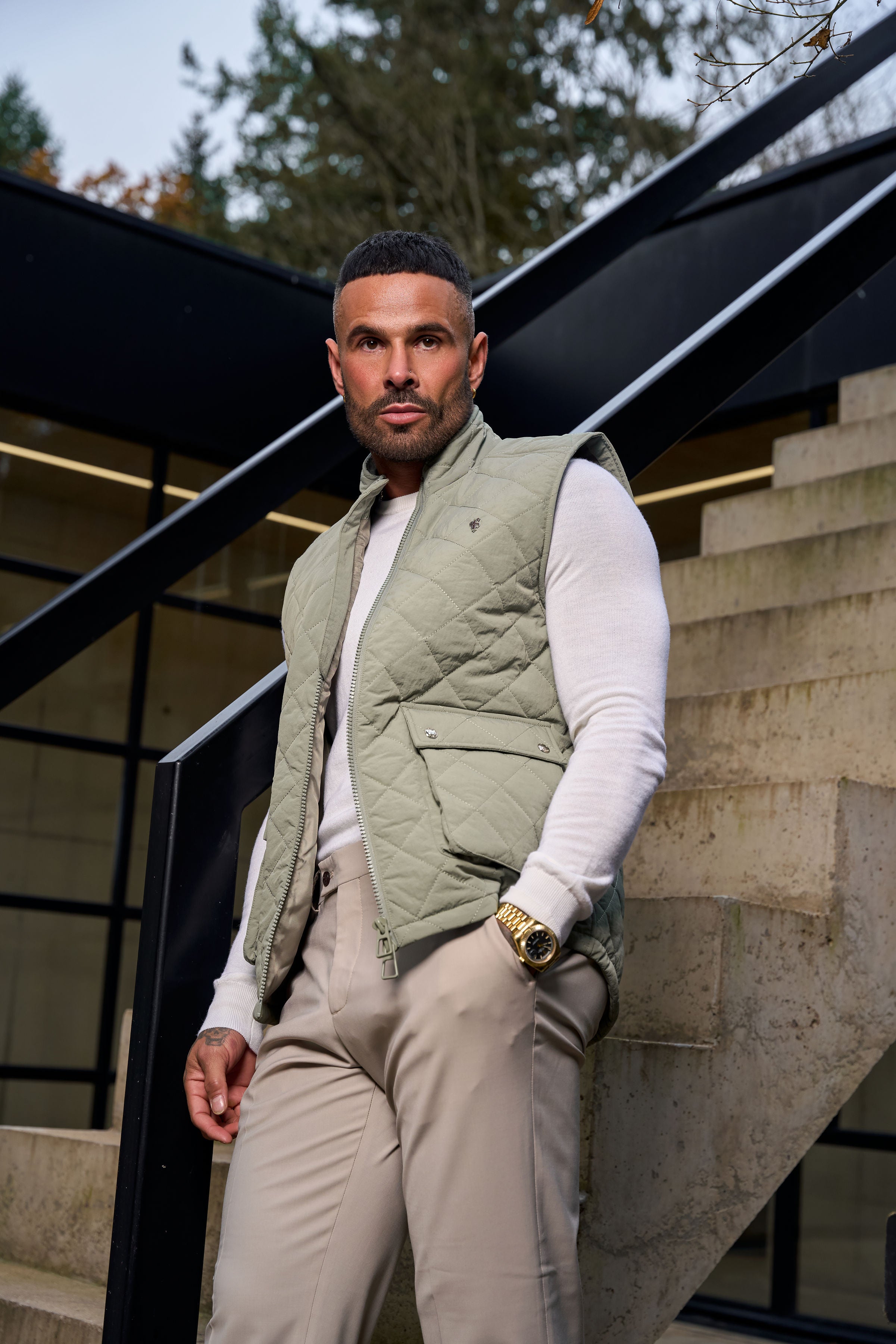 Sage Padded Gilet With Front Pockets - FSN210