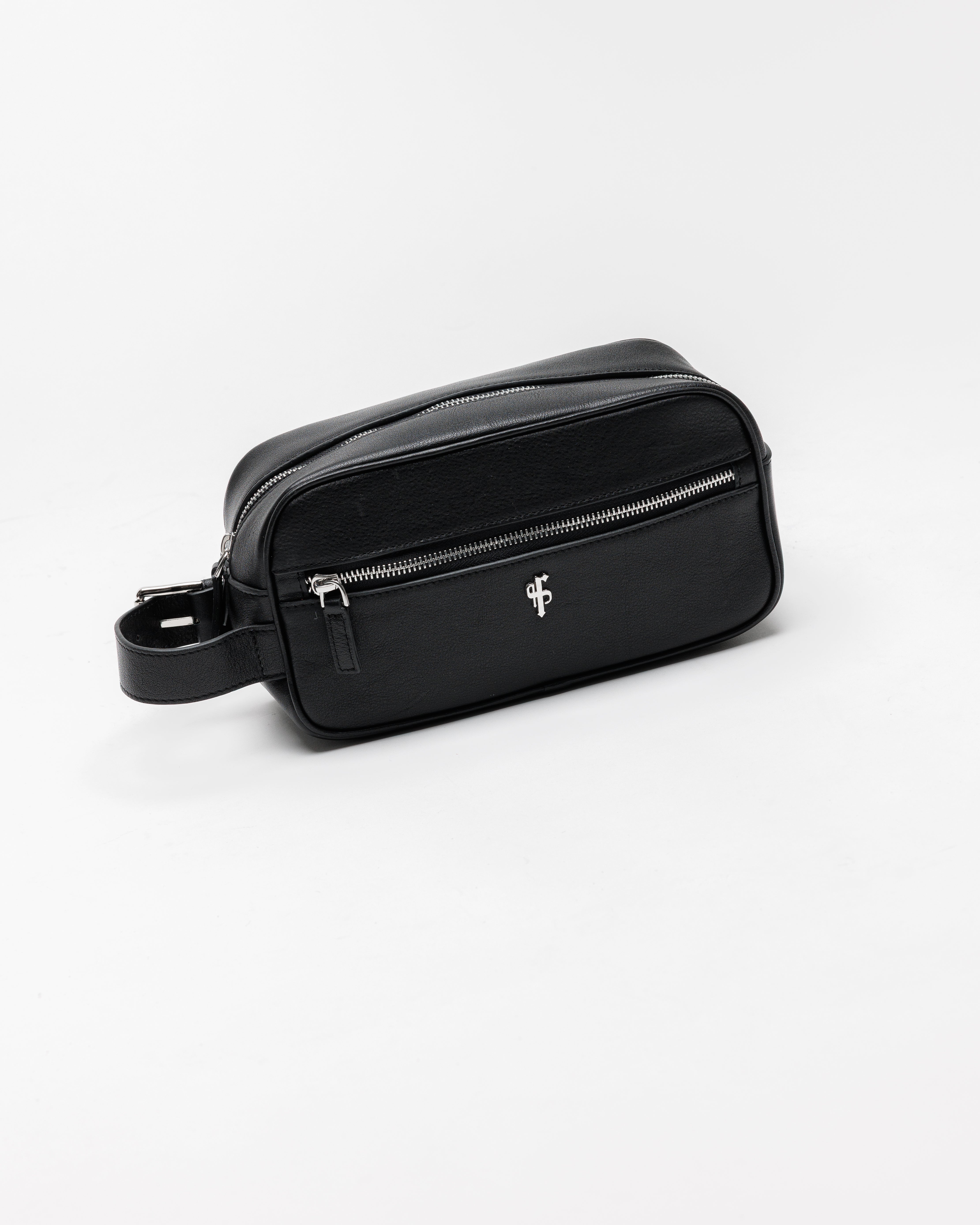 Black Leather Wash Bag - FSH1392