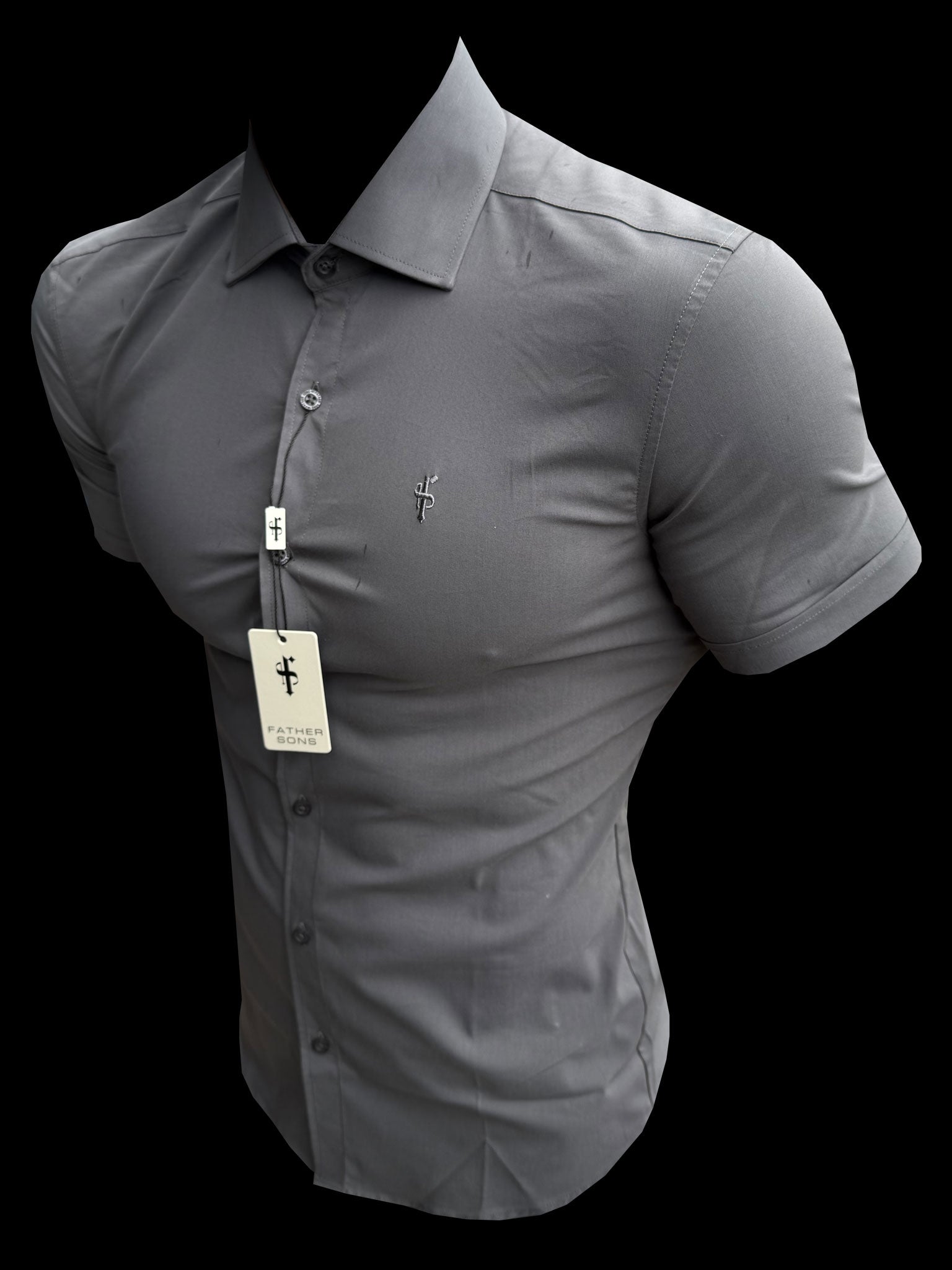 Muscle Fit Advanced Stretch Charcoal Short Sleeve with Cutaway Collar - FS1206