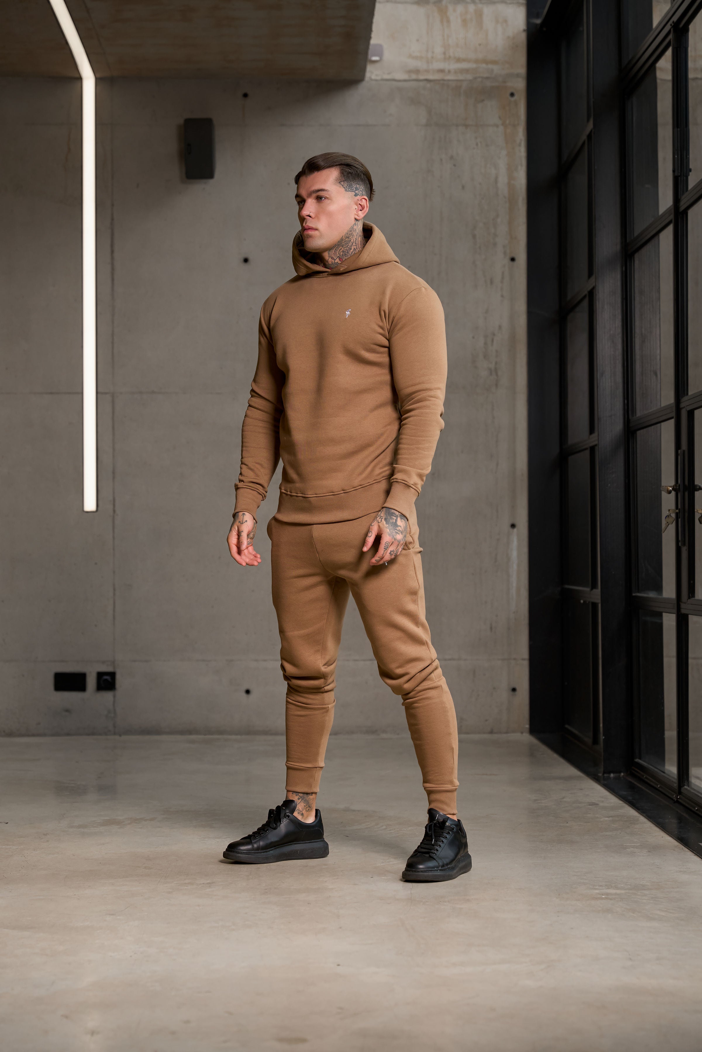 Plain Taupe Hoodie With FS Branding - FSH1191