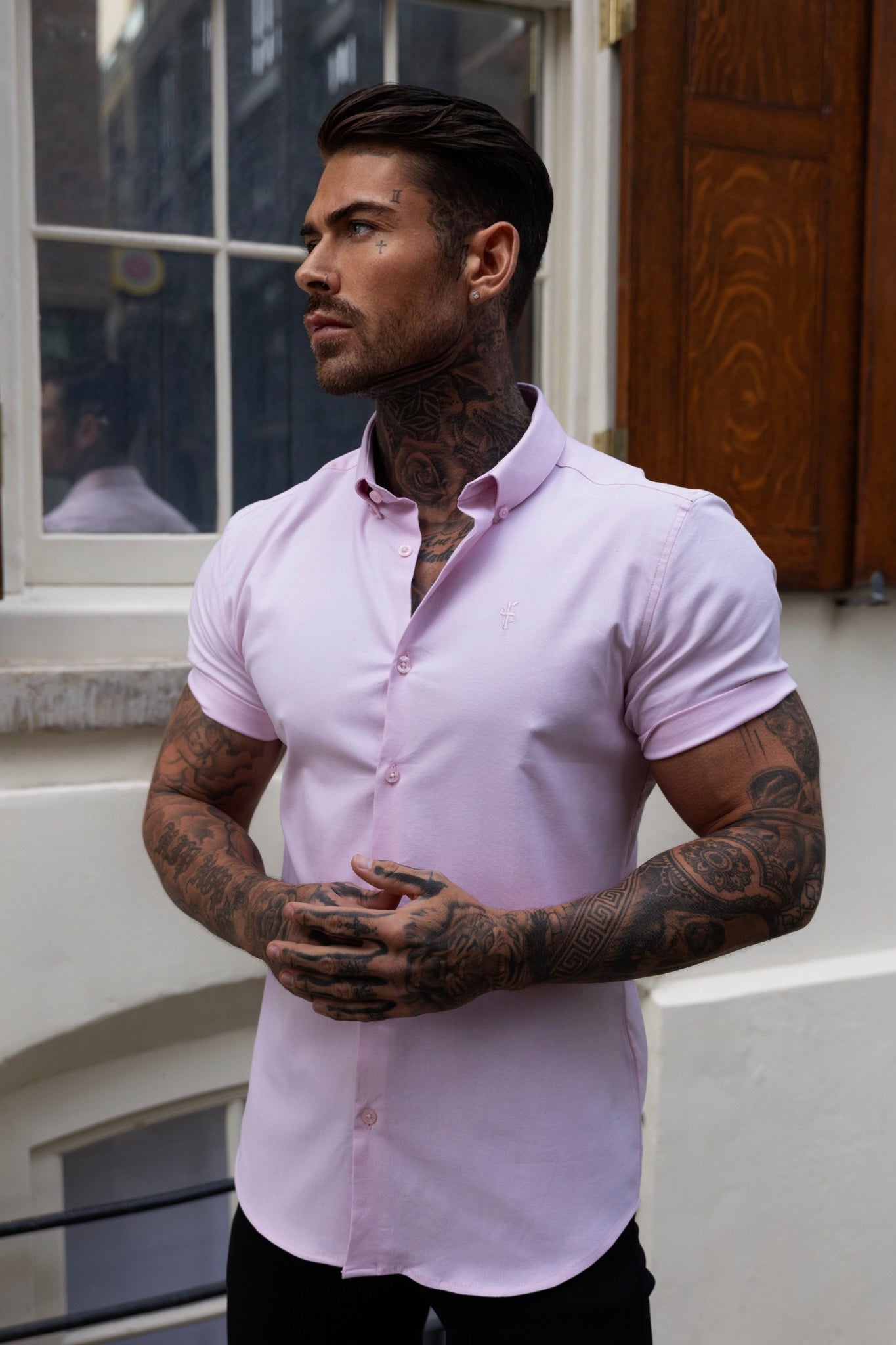 Classic Stretch Oxford Short Sleeve Pink - FS1017