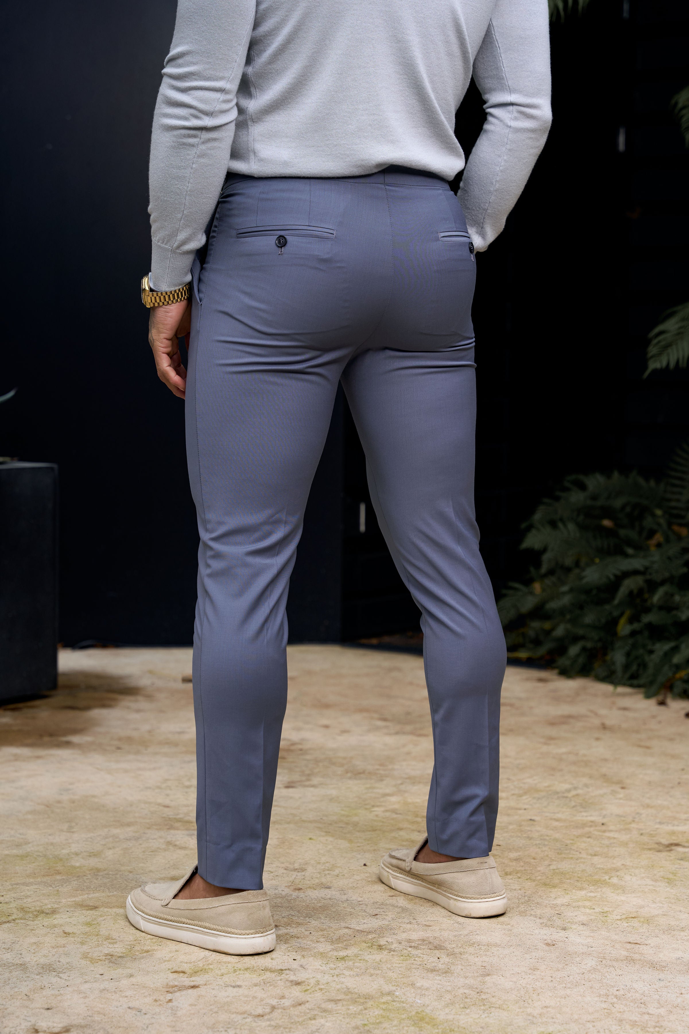 Slim Formal Grey Stretch Trousers with Side Adjusters - FST024
