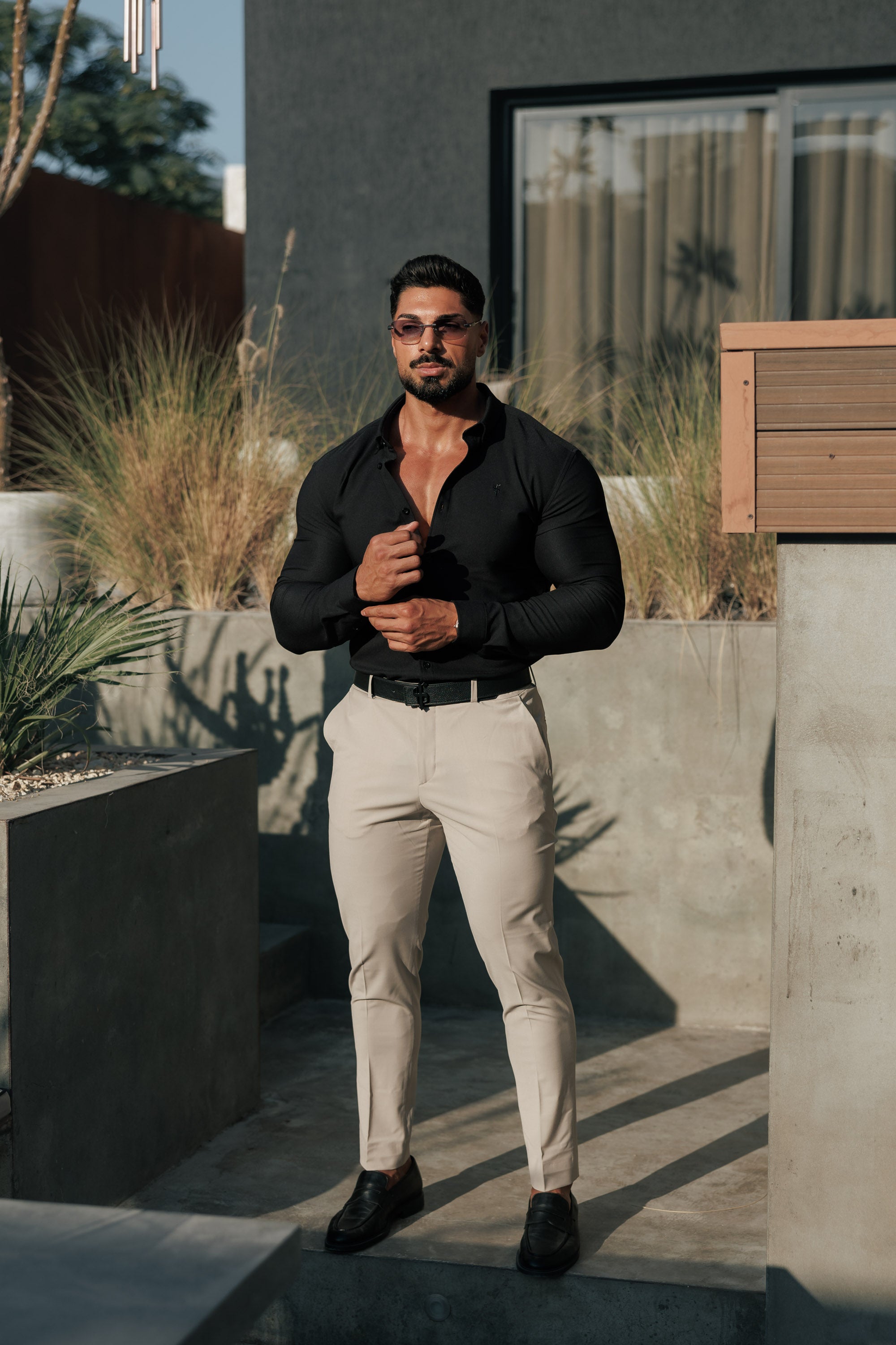 Slim Formal Taupe Stretch Trousers - FST022