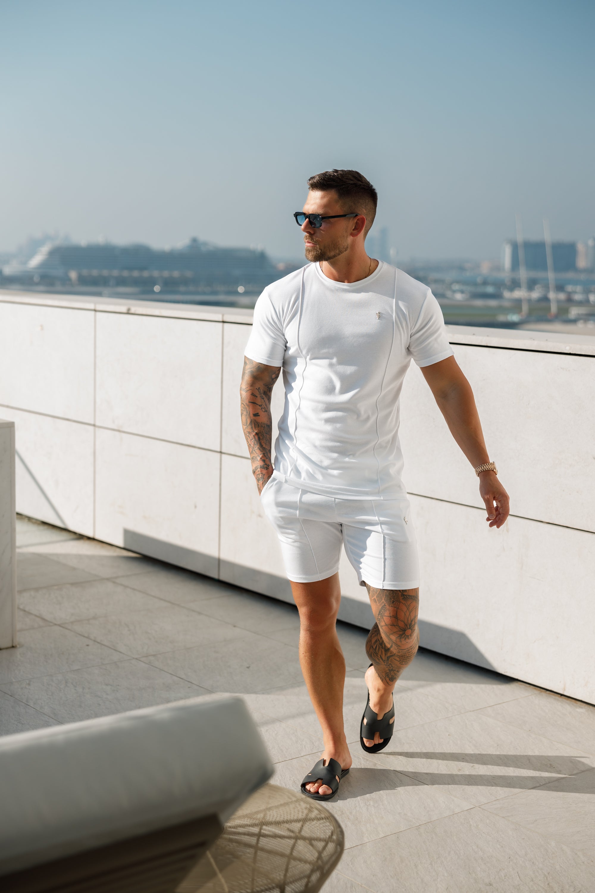 White / Silver Elasticated Drawstring Pintuck Shorts - FSH1054