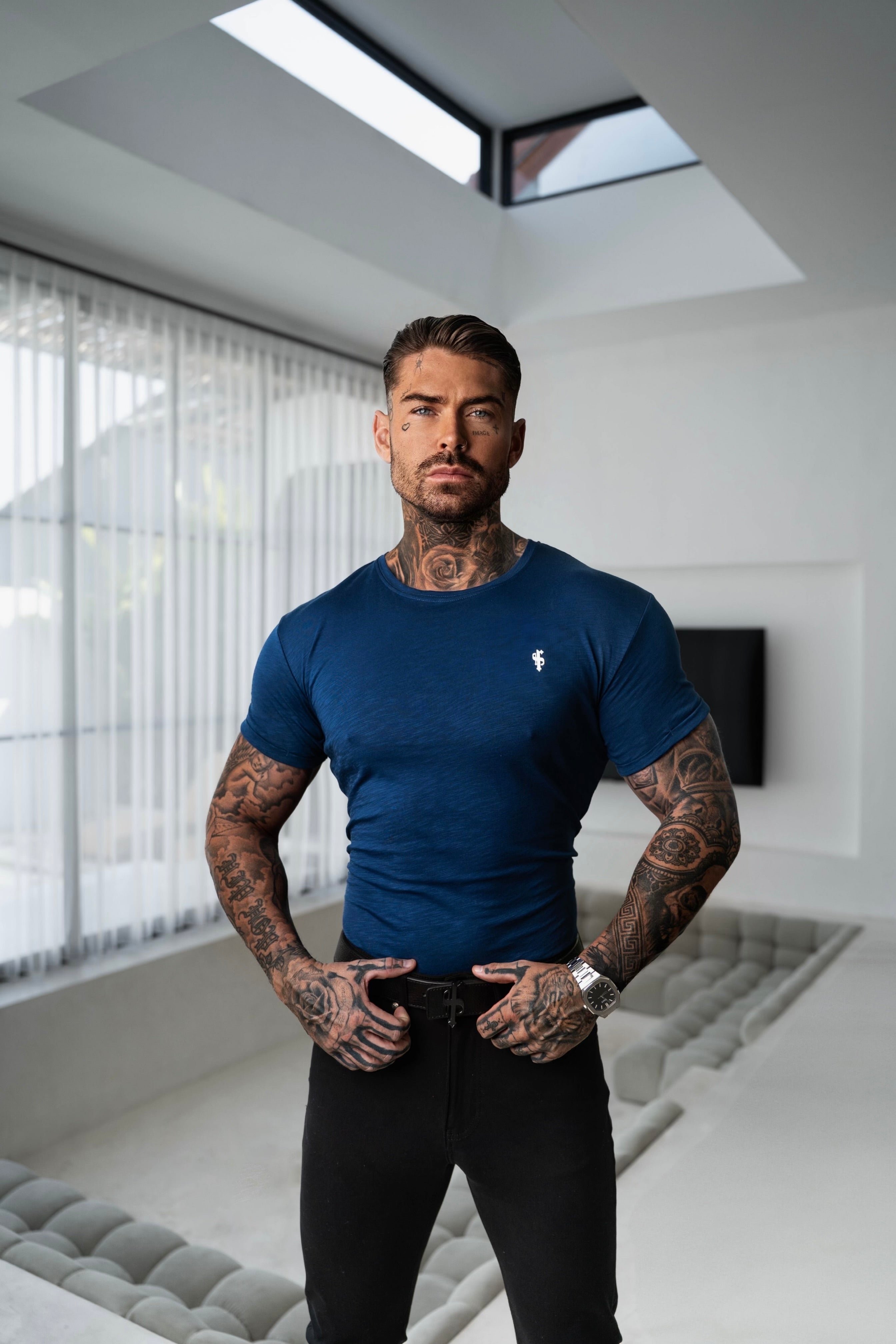 Caribbean Blue Slub Crew T-Shirt - FSH1379