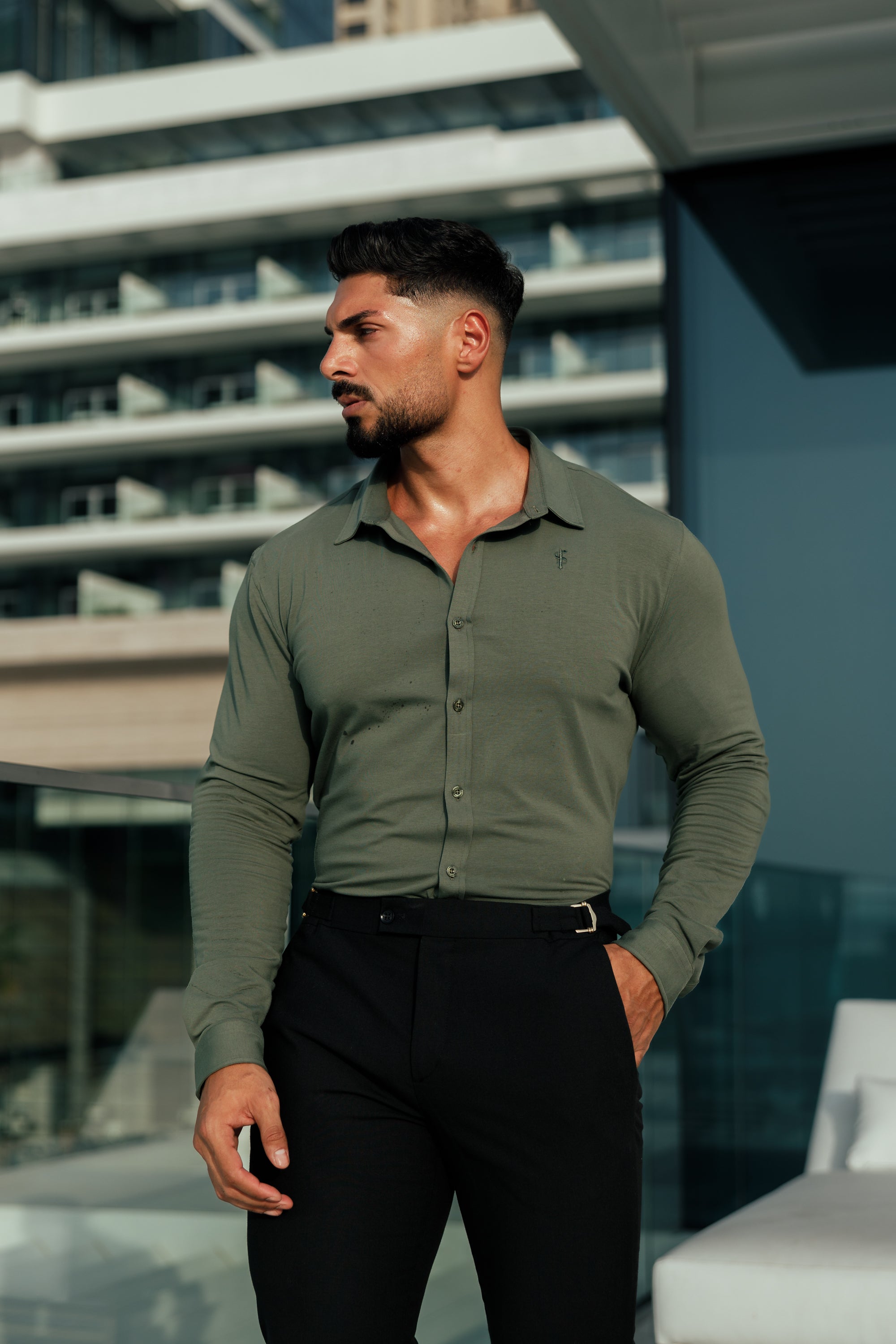 Fitted Khaki Long Sleeve Jersey - FSD003