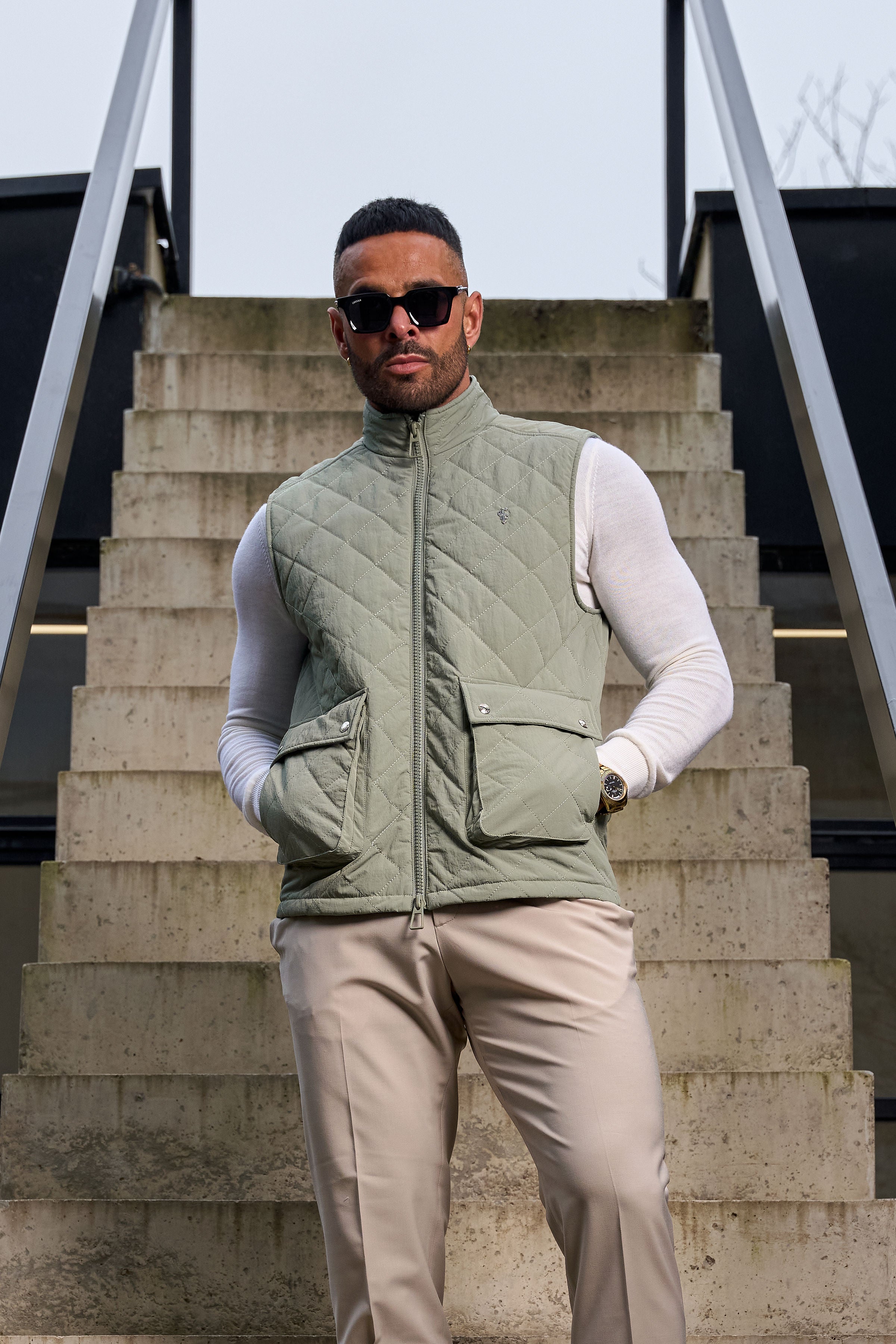 Sage Padded Gilet With Front Pockets - FSN210