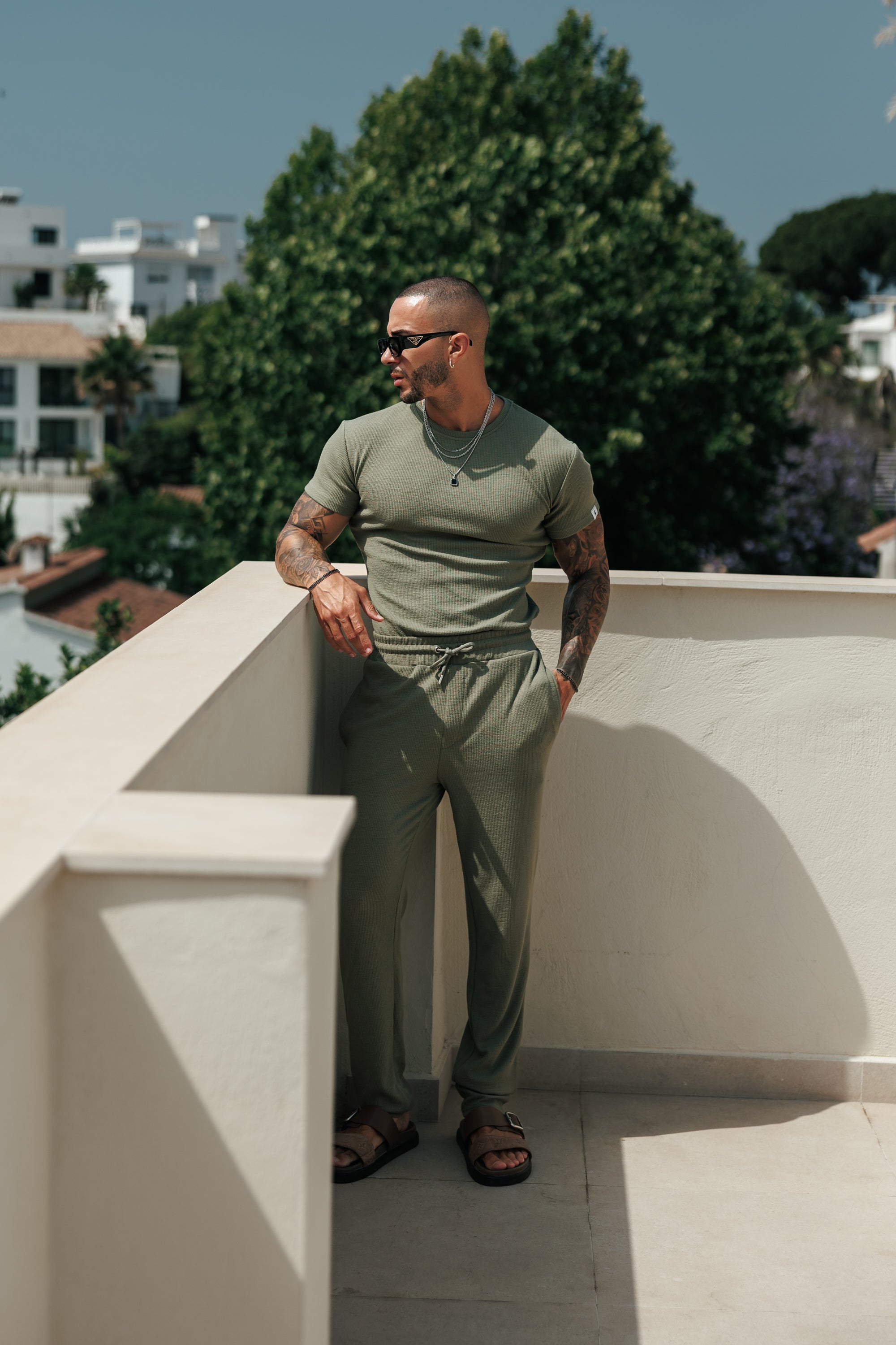 Jersey Cord Slim Olive Trousers - FSR088