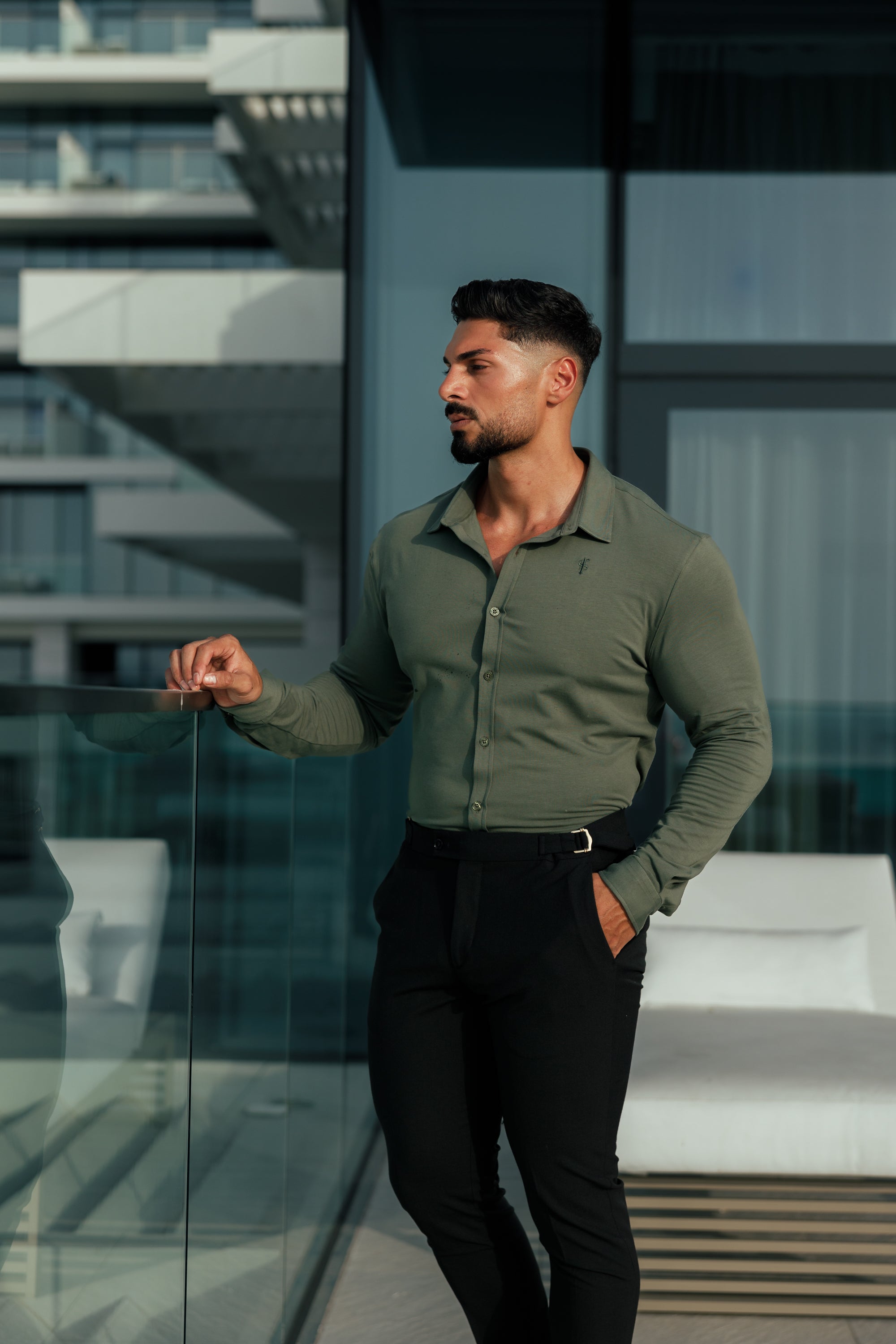 Fitted Khaki Long Sleeve Jersey - FSD003