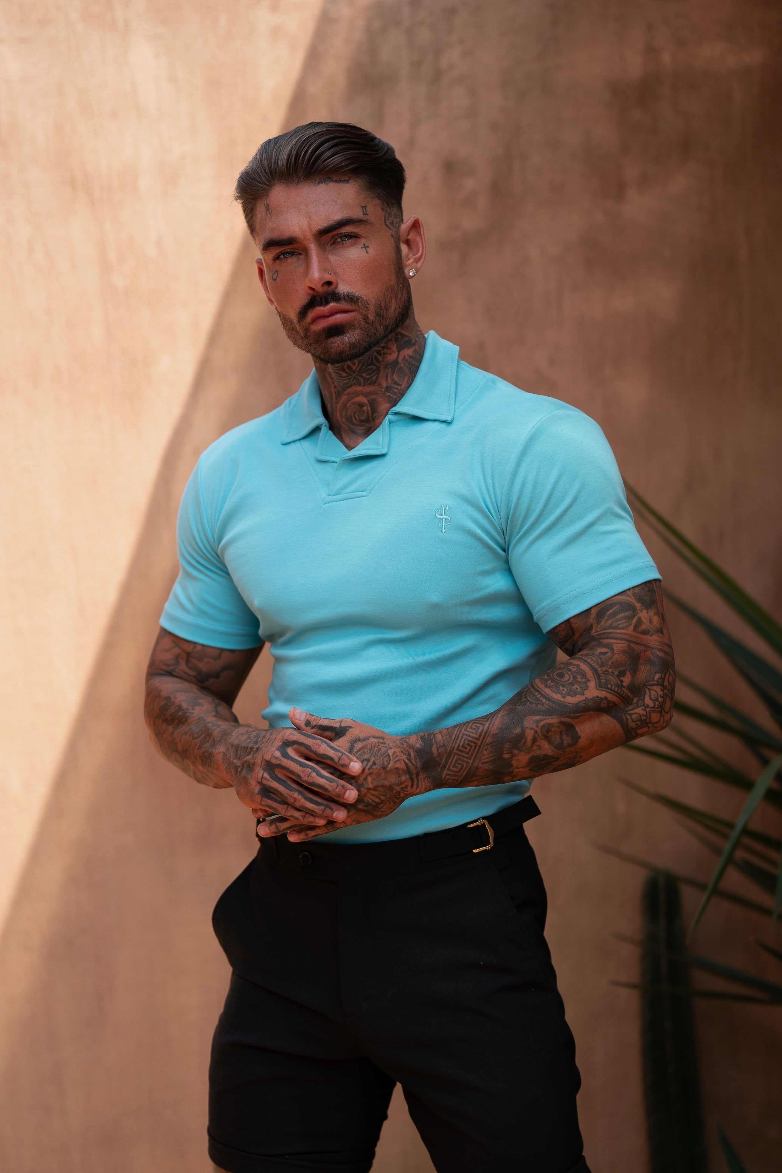 Classic Polo With Revere Collar Turquoise - FSH1121