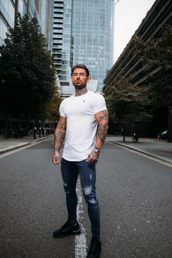 Father Sons Classic White / Black Curved Hem Crew T Shirt - FSH924 (PRE ORDER 11TH APRIL)