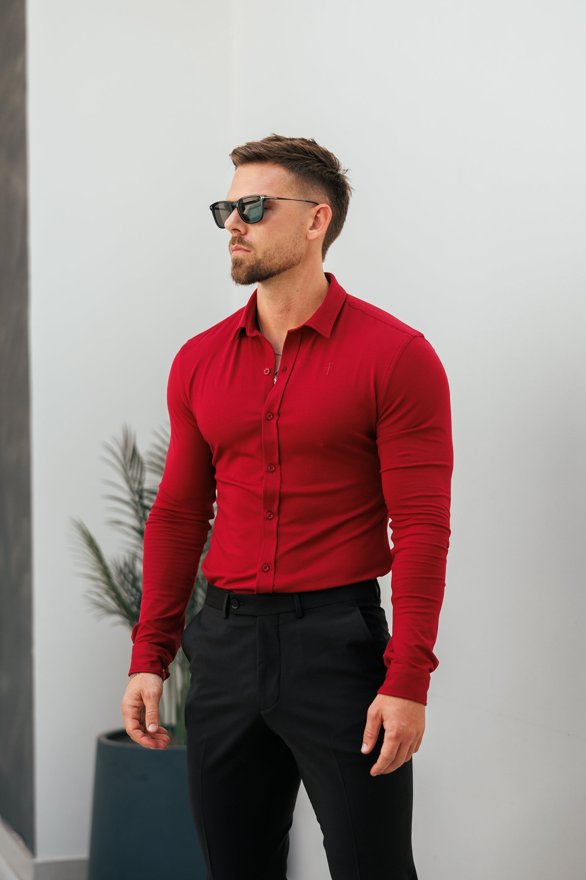 Fitted Ox Blood Long Sleeve Jersey - FSD002