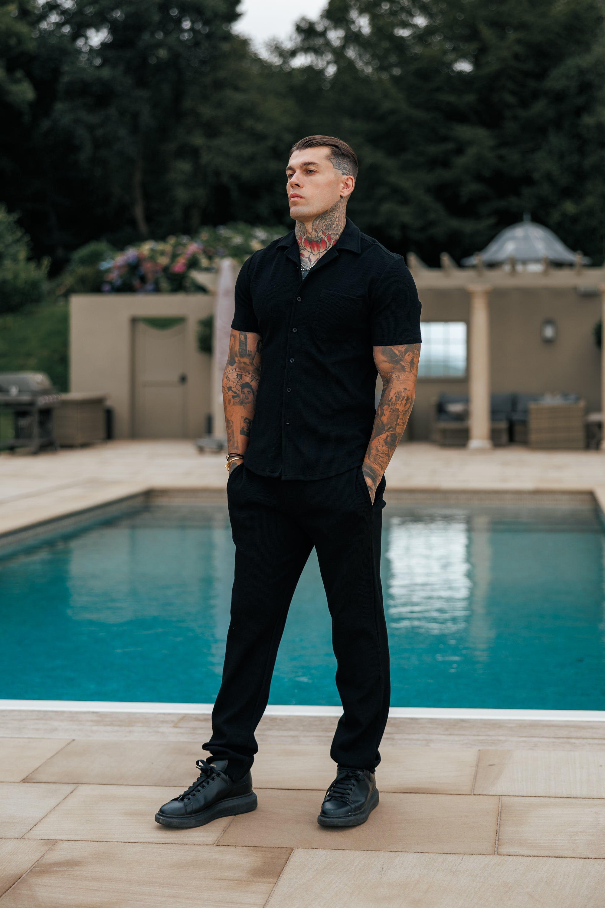 Jersey Cord Slim Black Trousers - FSR016