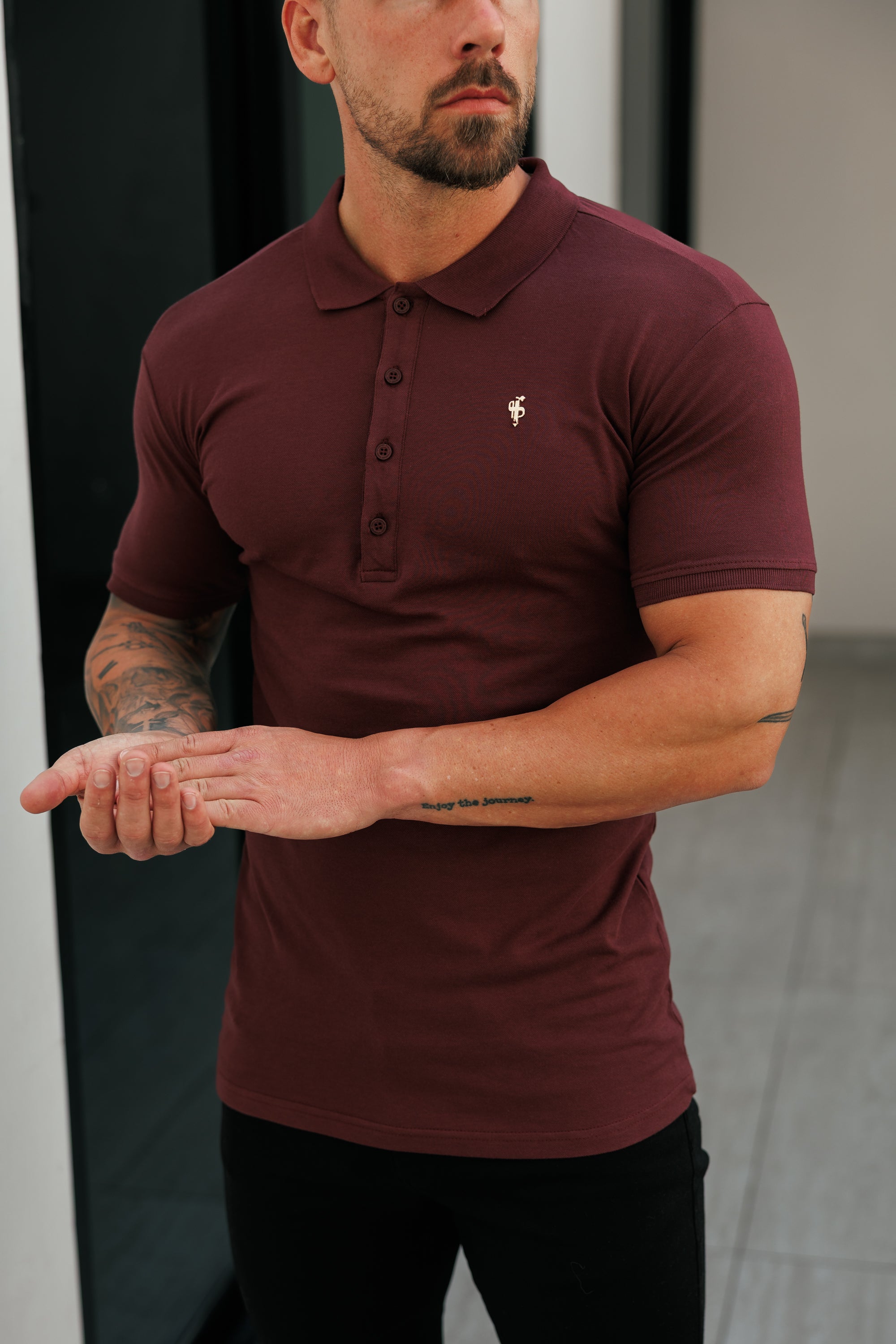 Burgundy / Gold Polo Shirt - FSH1407