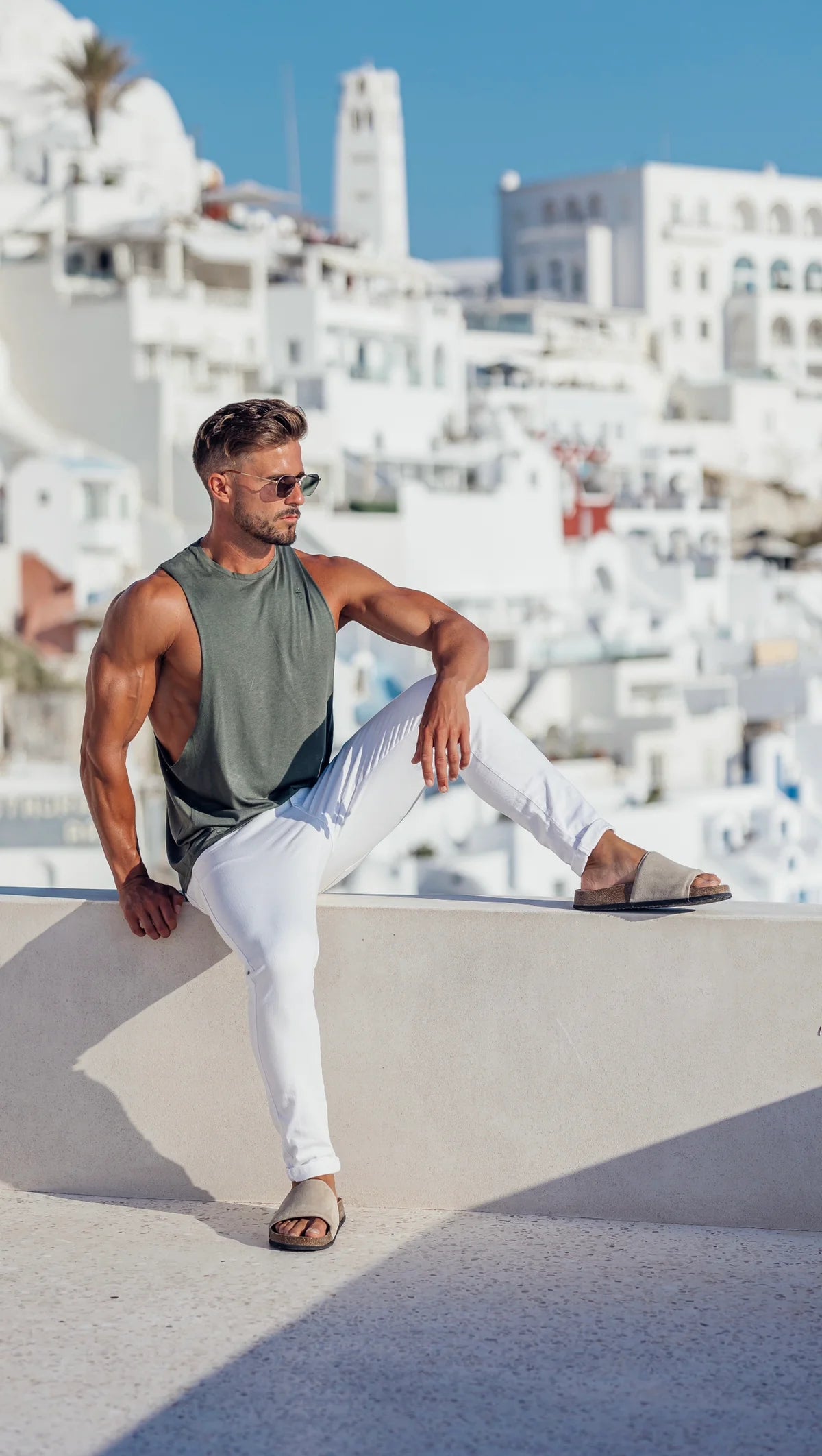 Classic Bamboo Dropped Armhole Khaki Vest - FSH1343