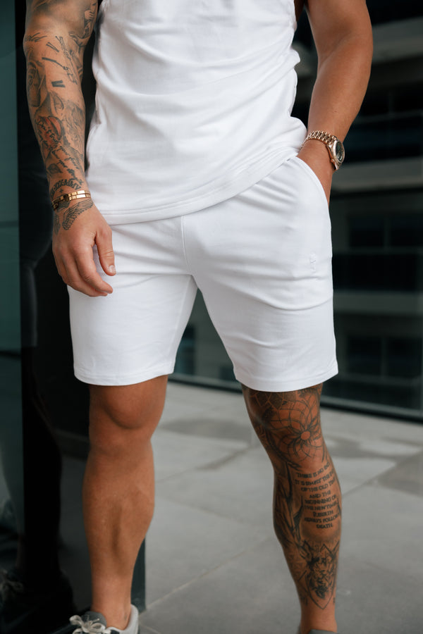 Father Sons White Elasticated Shorts - FSH901