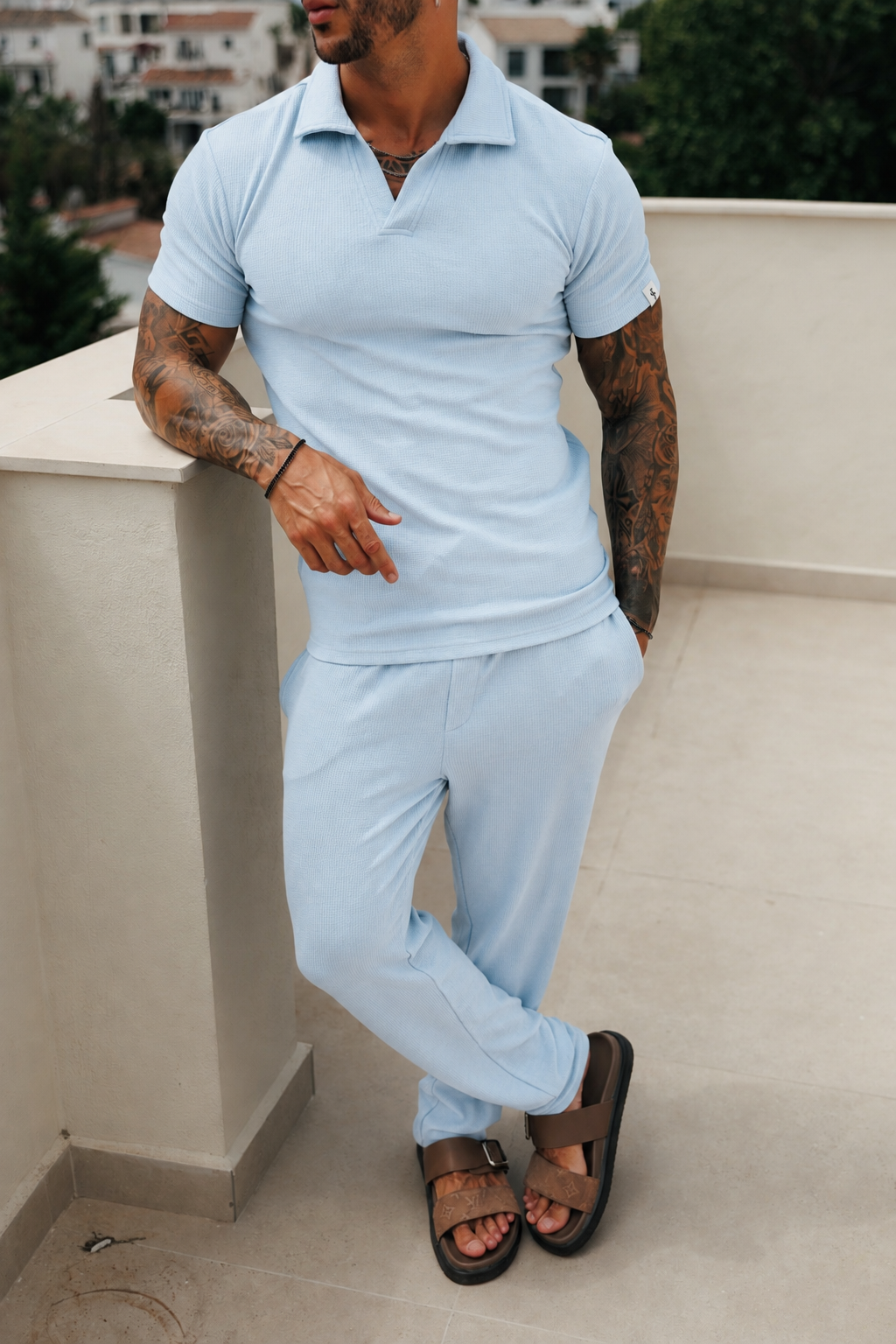 Jersey Cord Slim Light Blue Trousers - FSR090