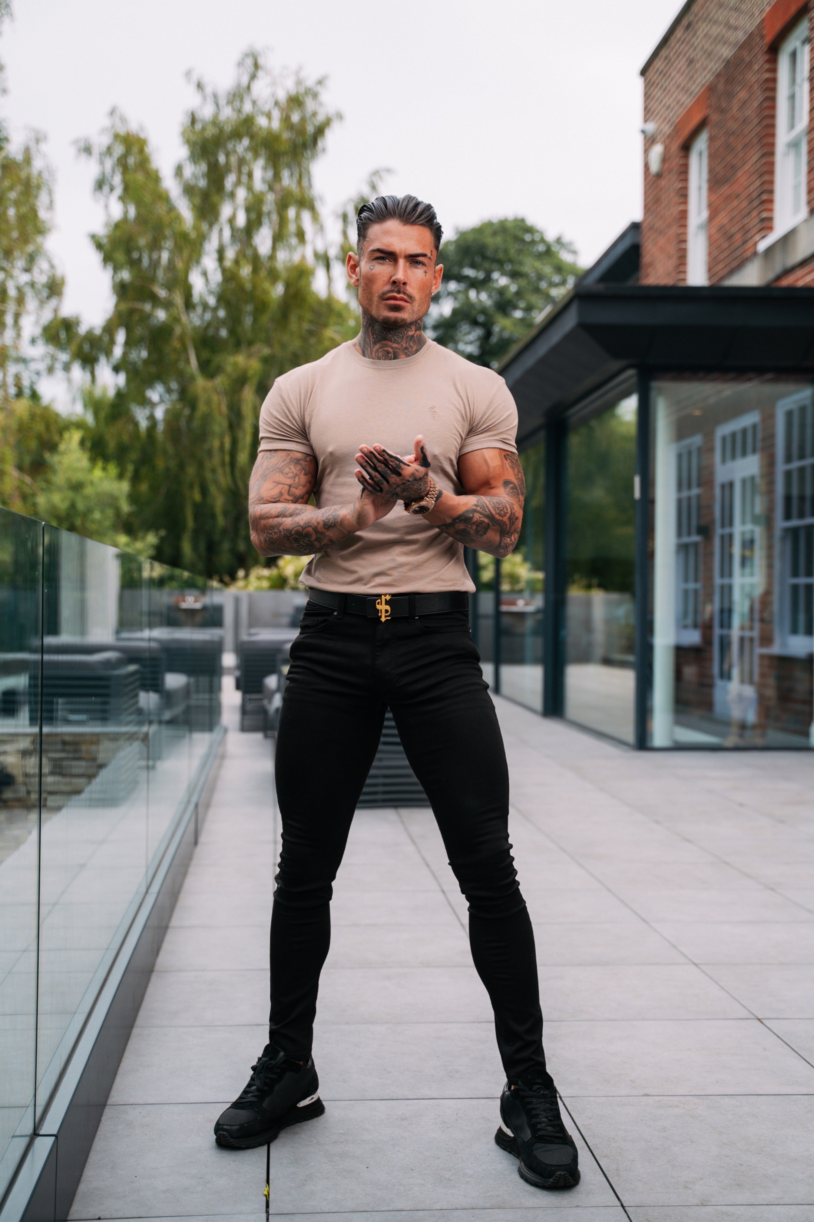 Taupe Bamboo Crew T Shirt - FSH839