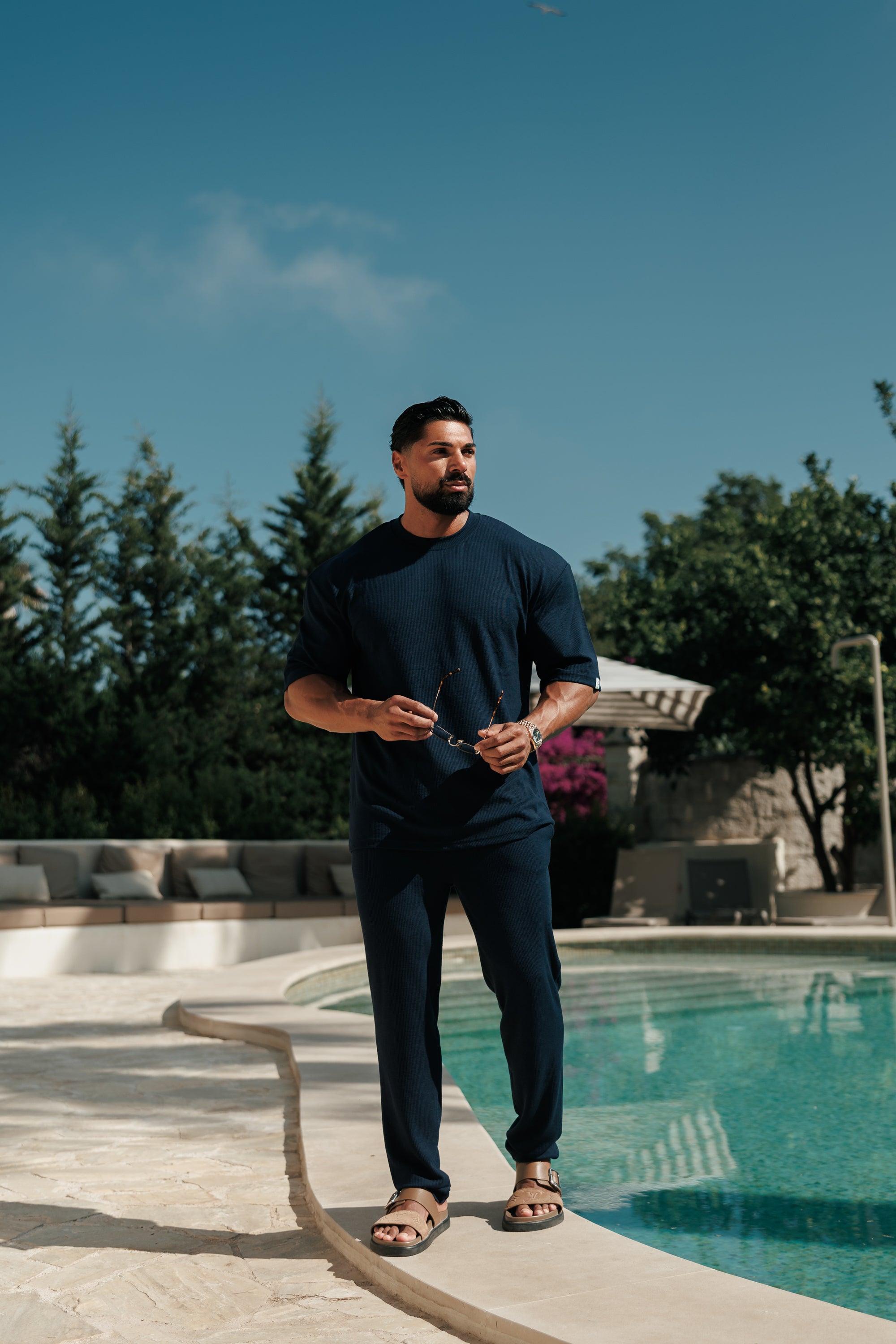 Jersey Cord Navy Oversized T-Shirt - FSR103