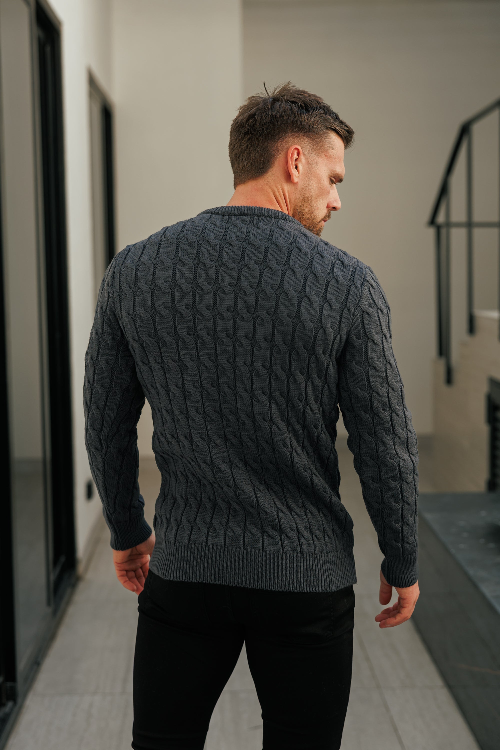 Link Weave Knit Gunpowder Crew Neck Jumper - FSJ130