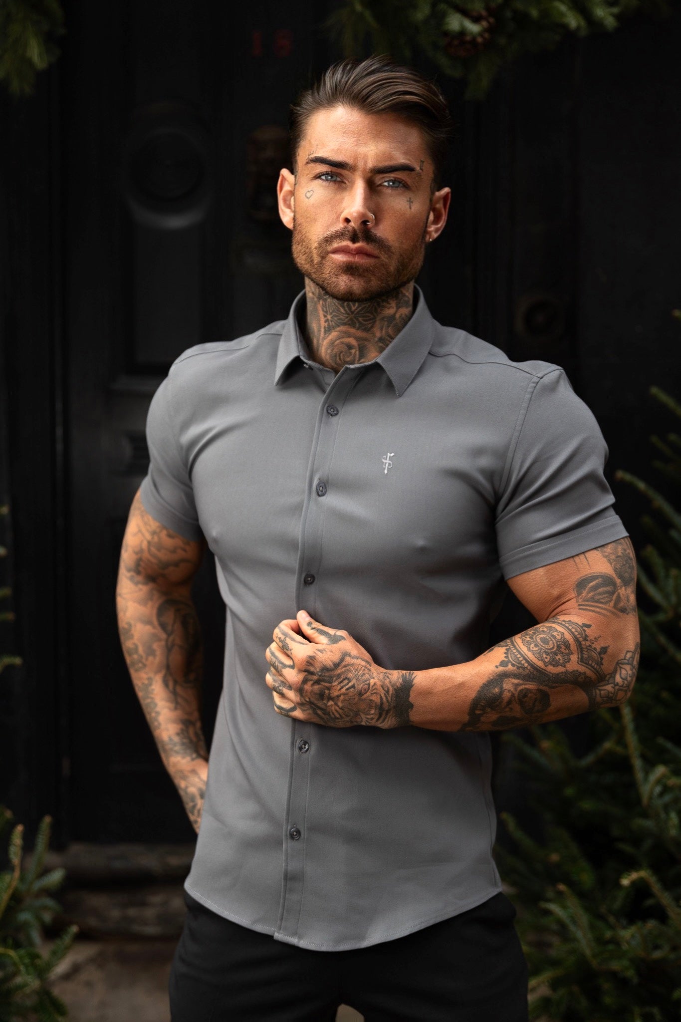 Super Slim Scuba Gunmetal Short Sleeve Stretch - FS1032