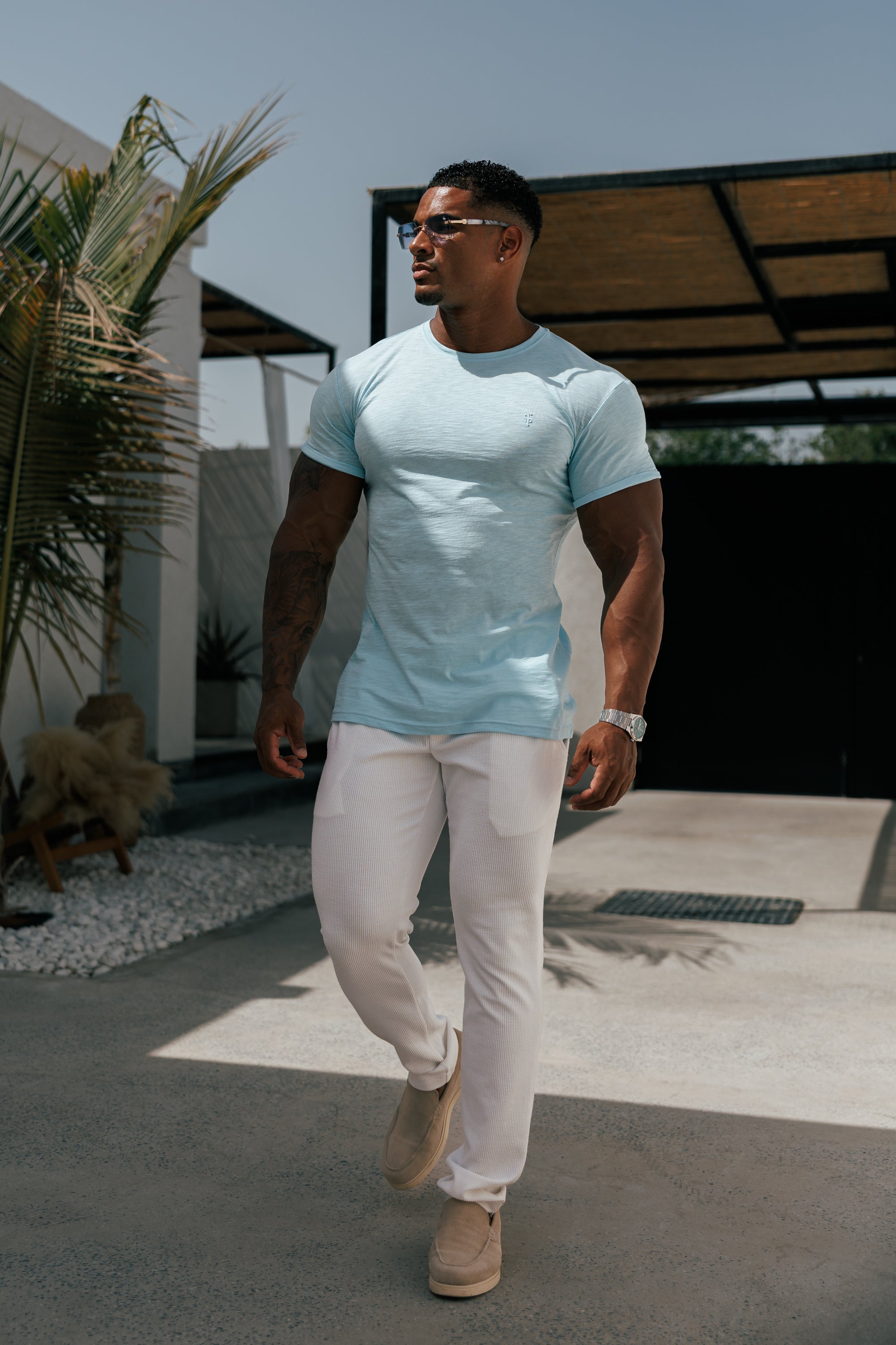 Jersey Cord Relaxed White Trousers - FSR013