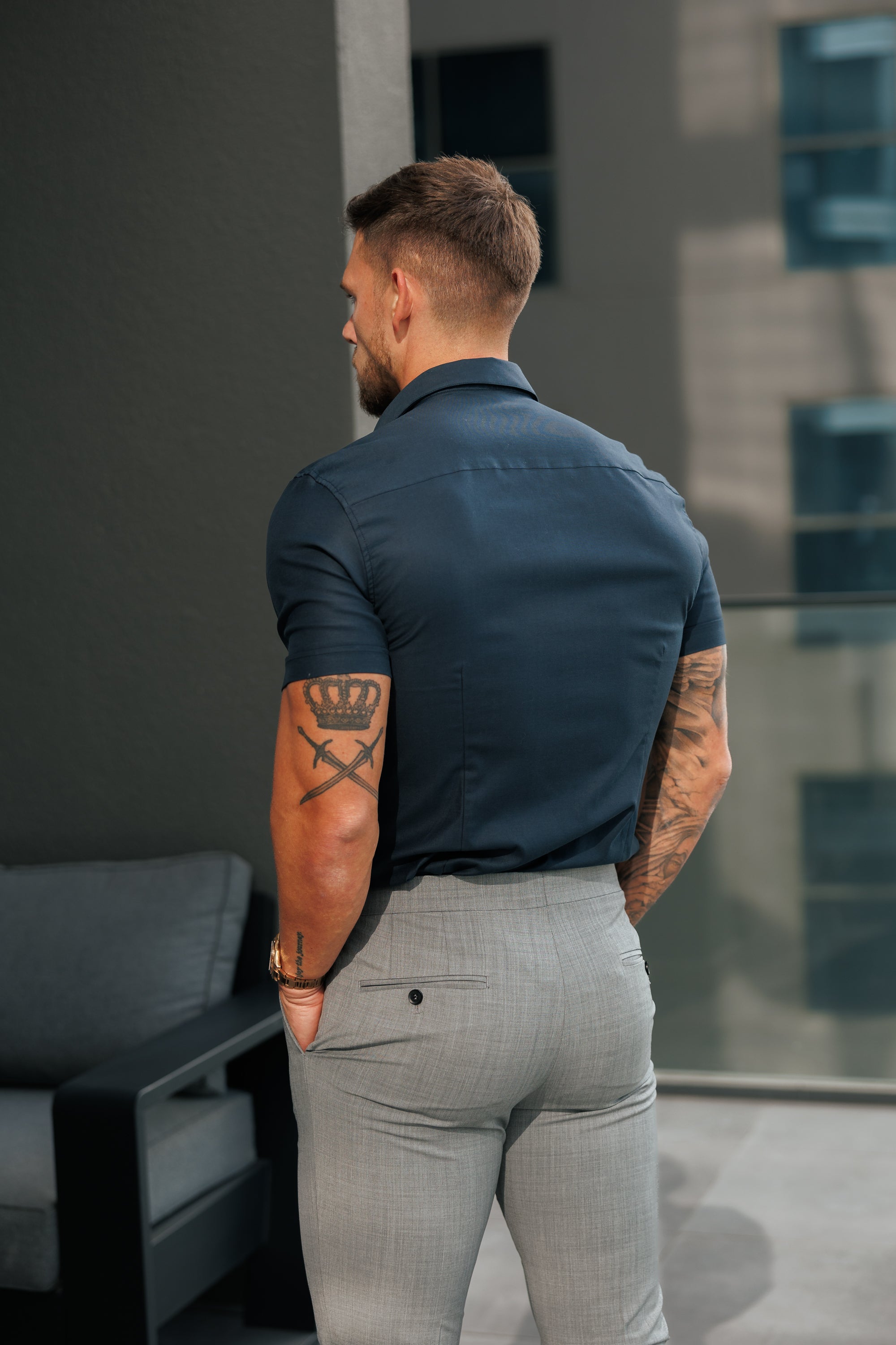 Super Slim Luxe Ultra Stretch Classic Navy SS with Red Branding - FS1158