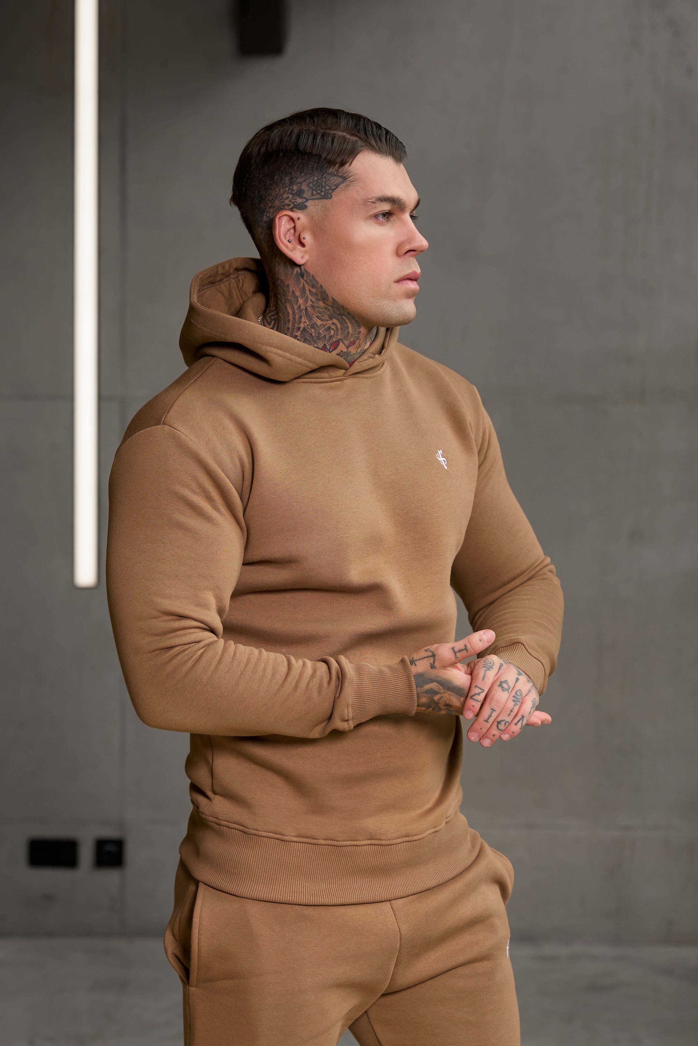 Plain Taupe Hoodie With FS Branding - FSH1191