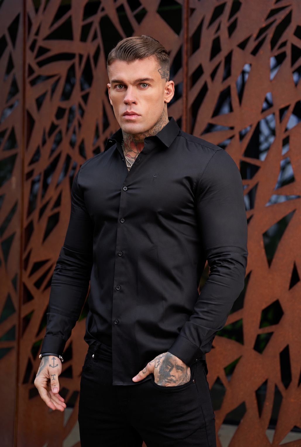 Classic Black Luxe Egyptian Cotton Relaxed Fit - FSR213