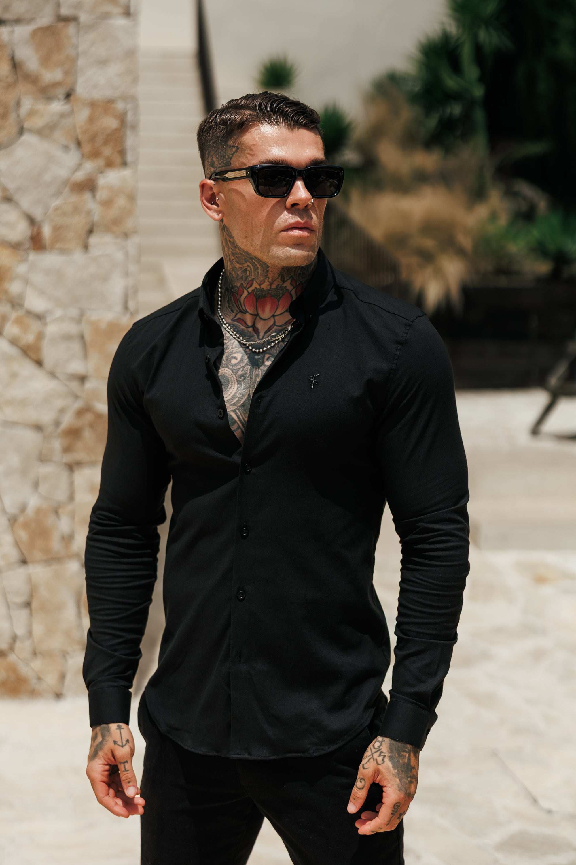 Classic Stretch Oxford Long Sleeve Black - FS1012