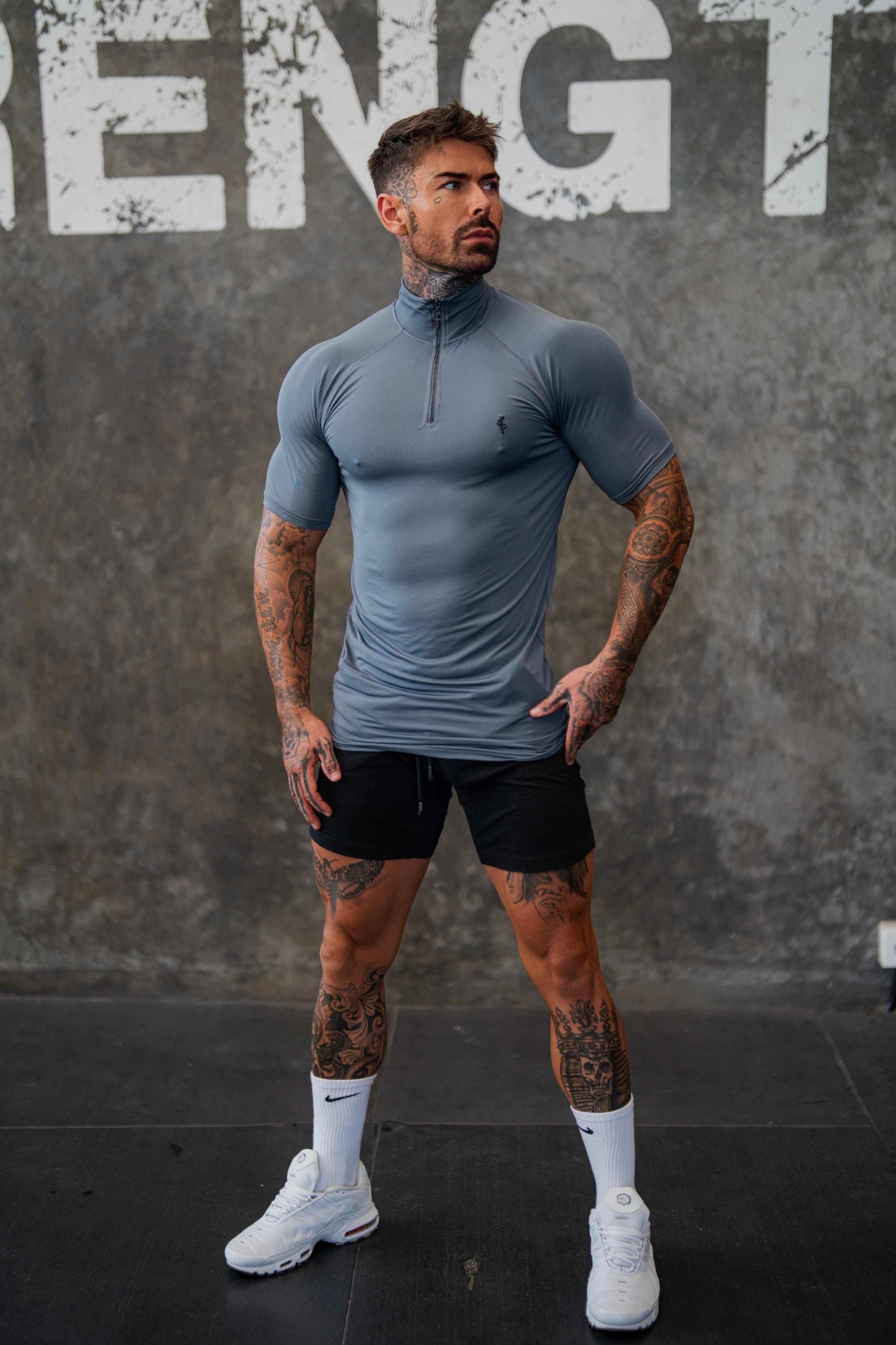 SS Charcoal Half Zip Gym Top - FSH1315