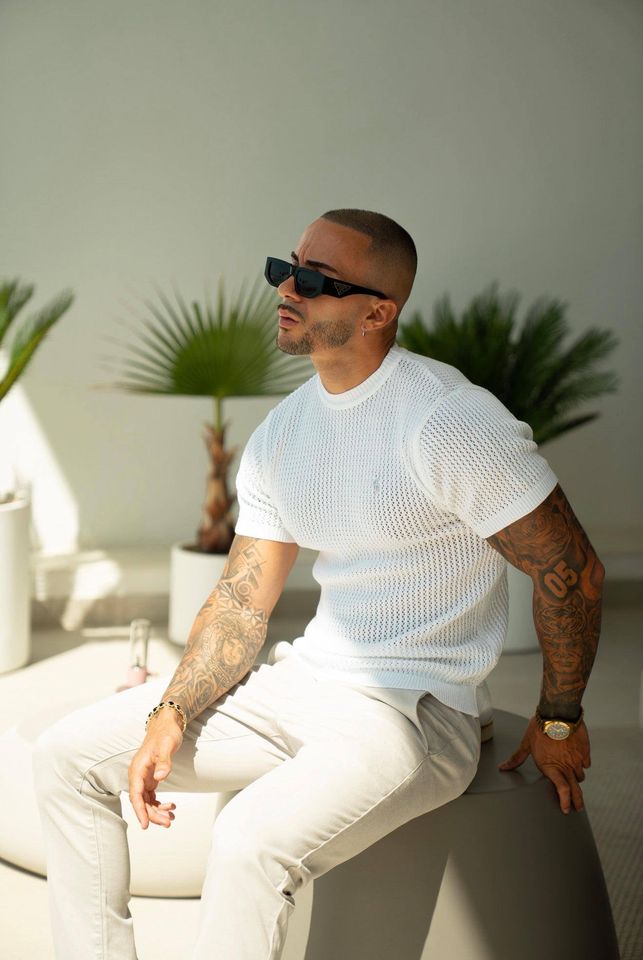 White Viscose Plain Knitted Short Sleeve T-Shirt - FSJ184