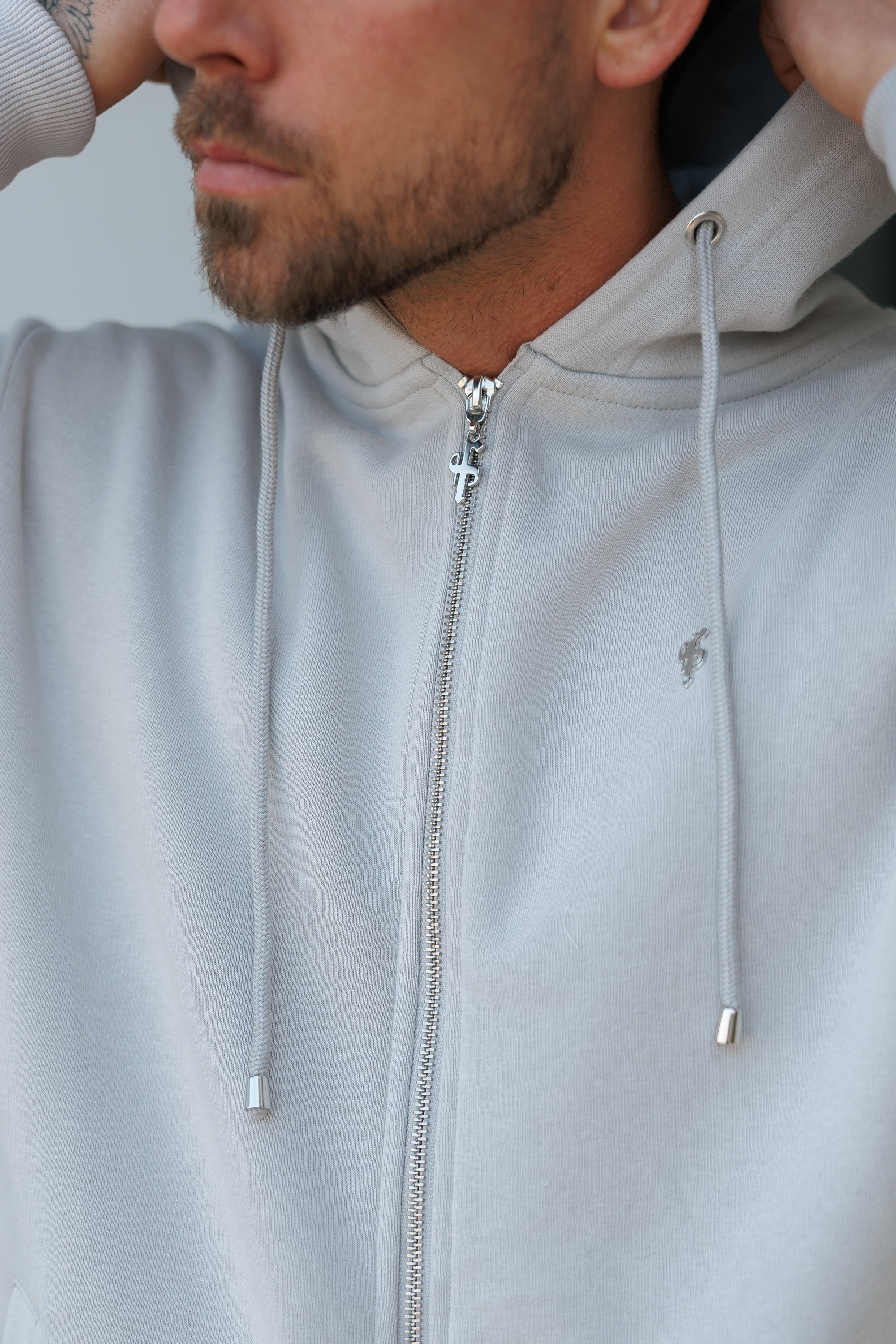 Light Grey / Silver Full Zip Hoodie with Pockets - FSH1250