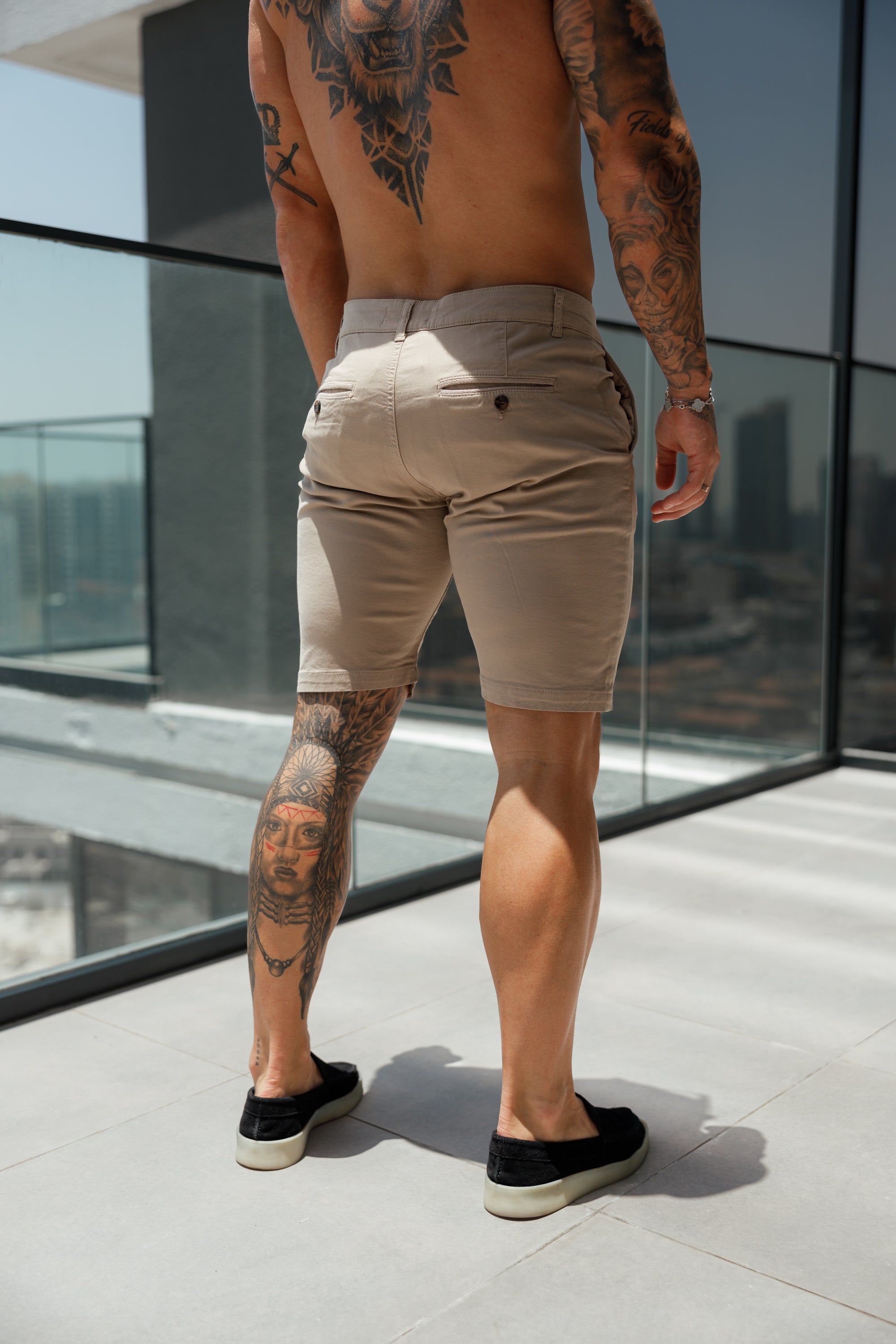 Slim Fit New Beige Chino Shorts - FSH983