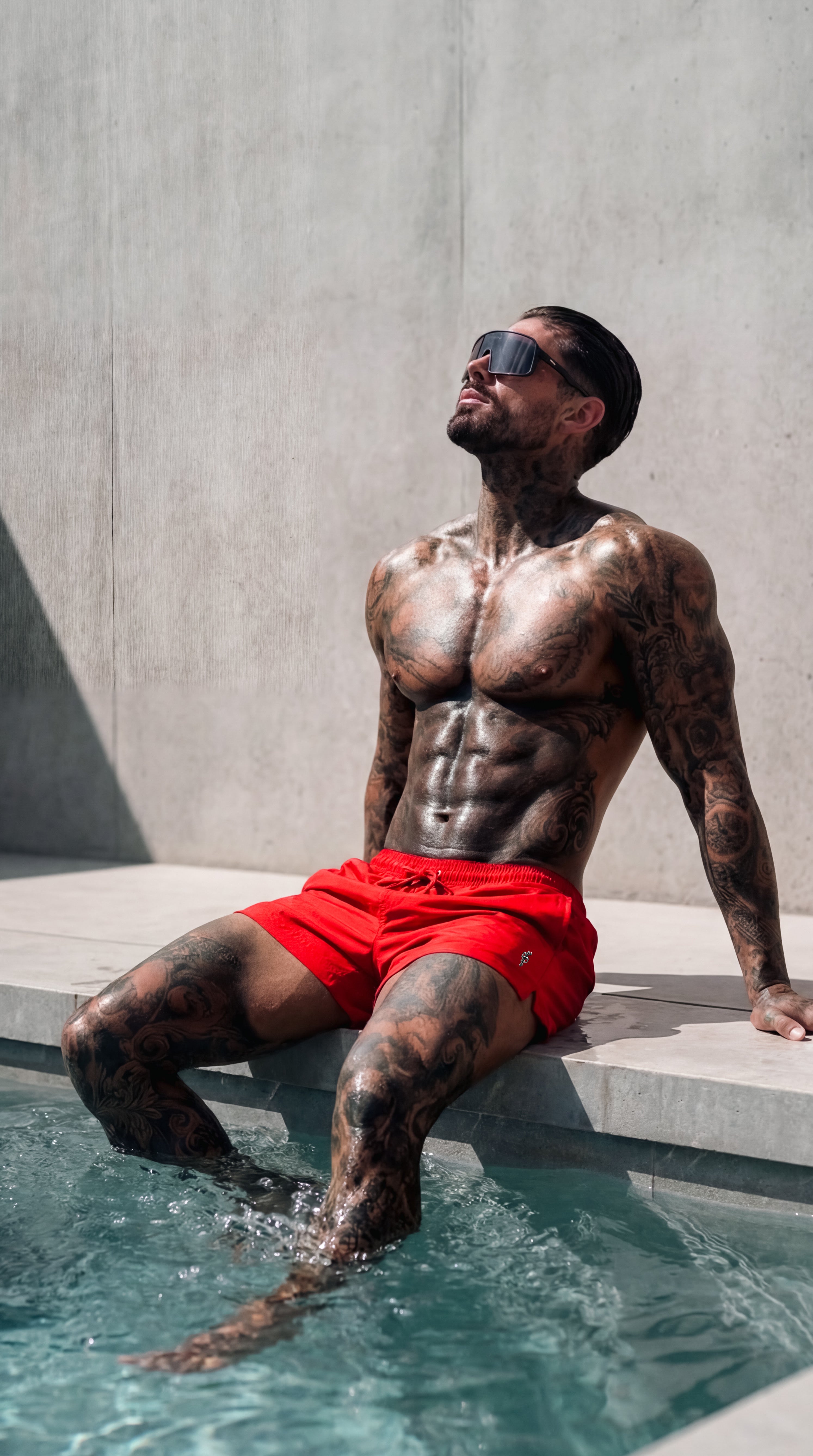 Red / Silver Swim Shorts - FSH1319