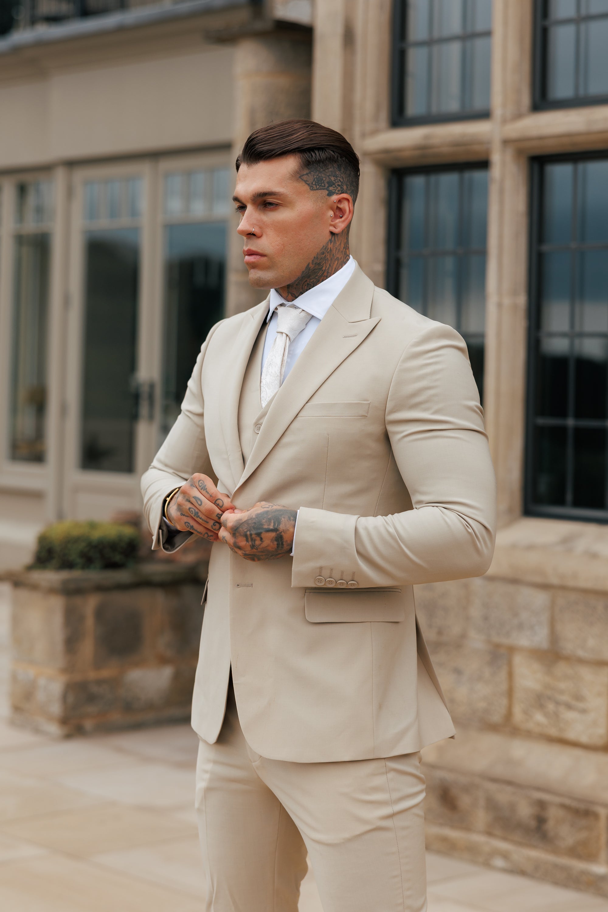 Slim Formal Suit Jacket Beige - FSJKT012