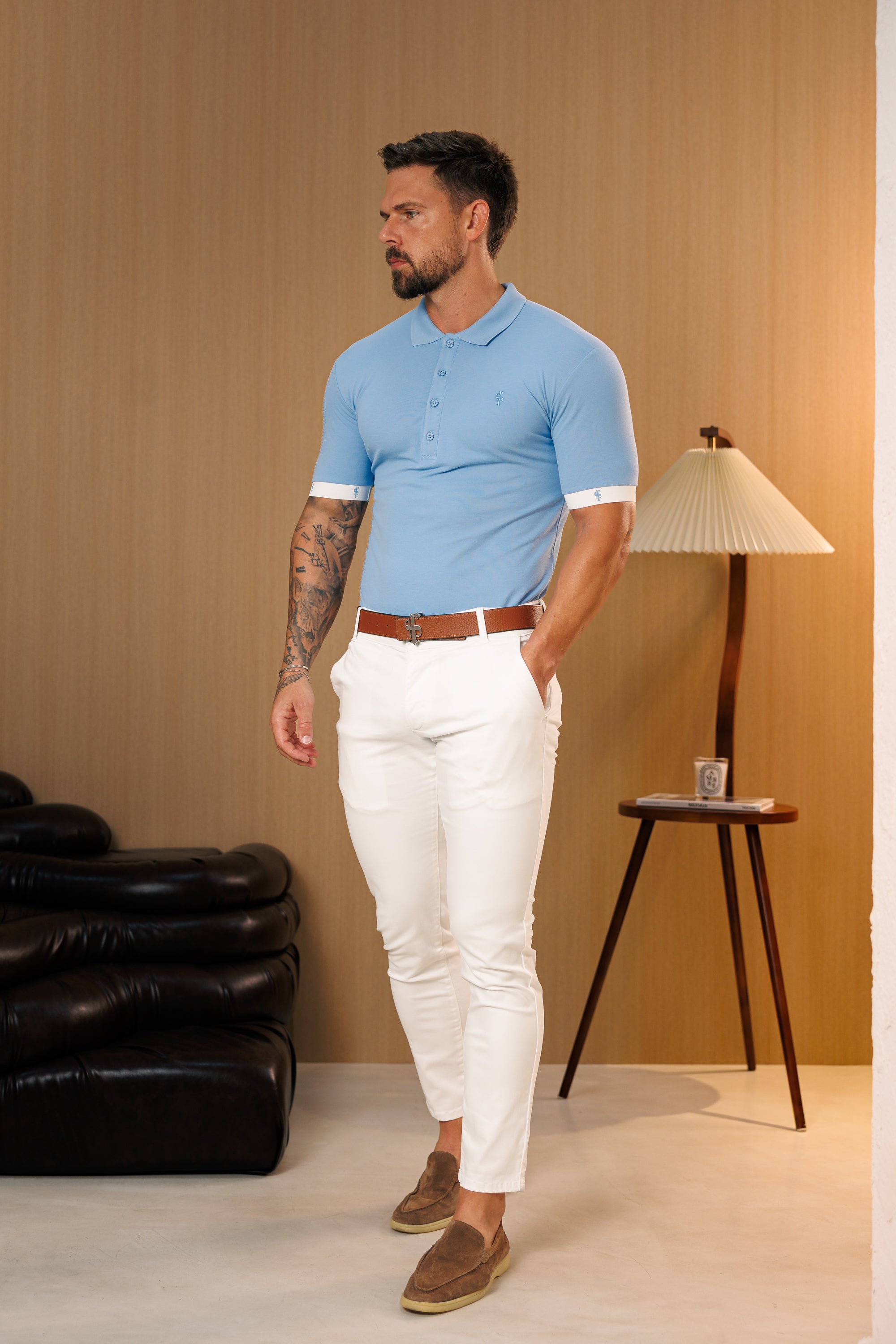 White Chino Trousers With Belt Loops - FSH1663 (PRE ORDER 23RD SEPTEMBER)