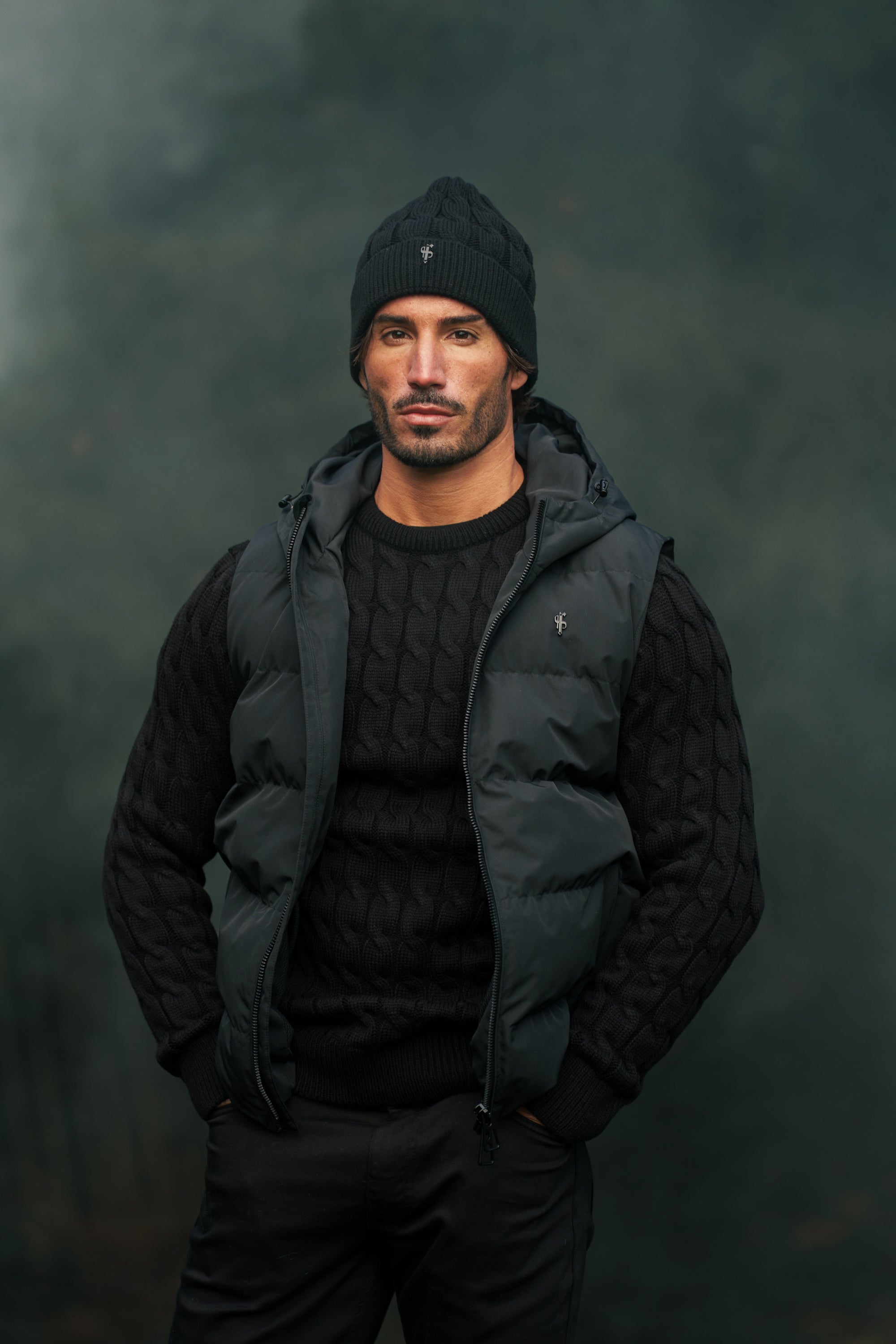 Black Padded Hooded Gilet - FSN235