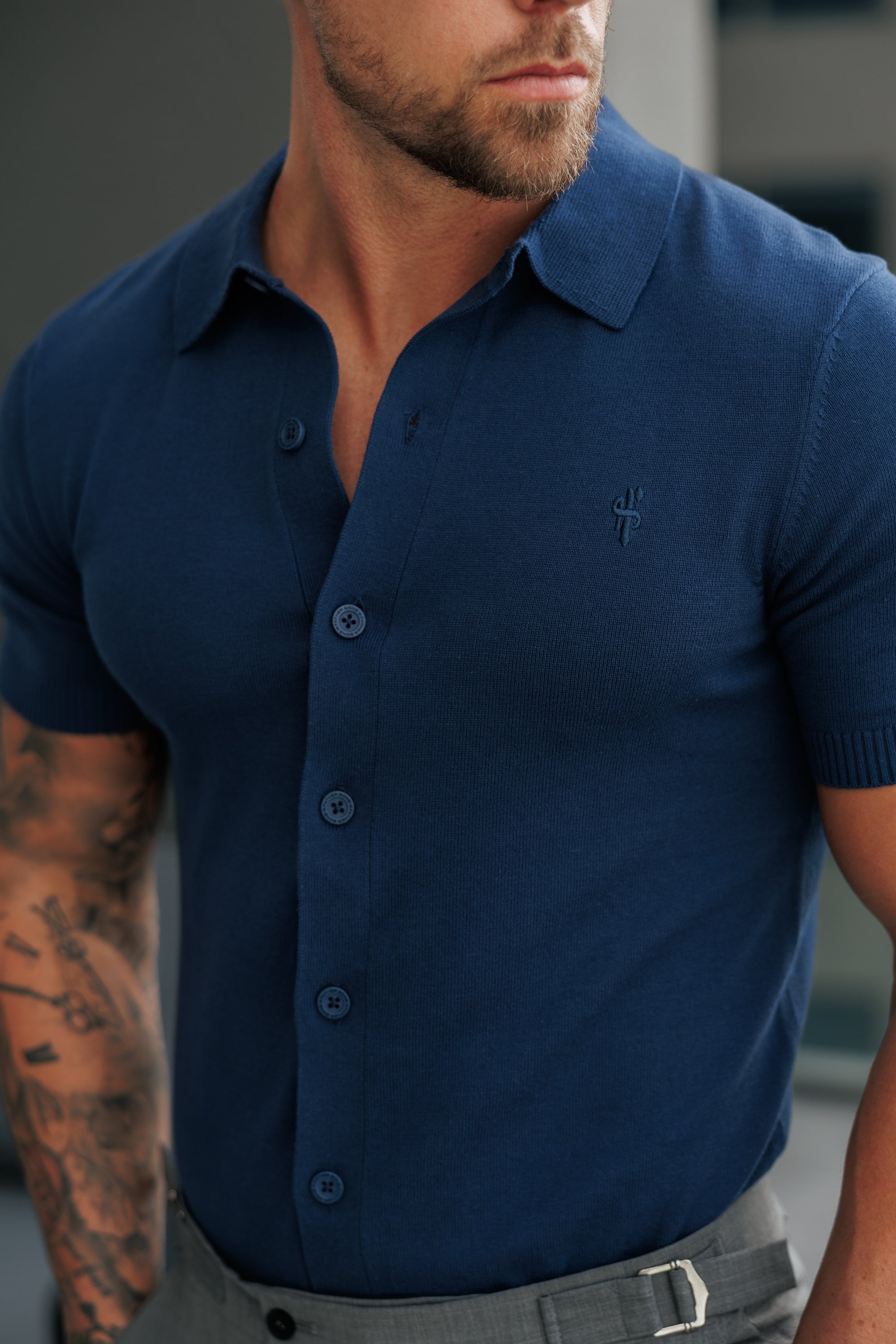 Classic Plain New Navy Knitted Button Through Polo Short Sleeve - FSN212/FSN215
